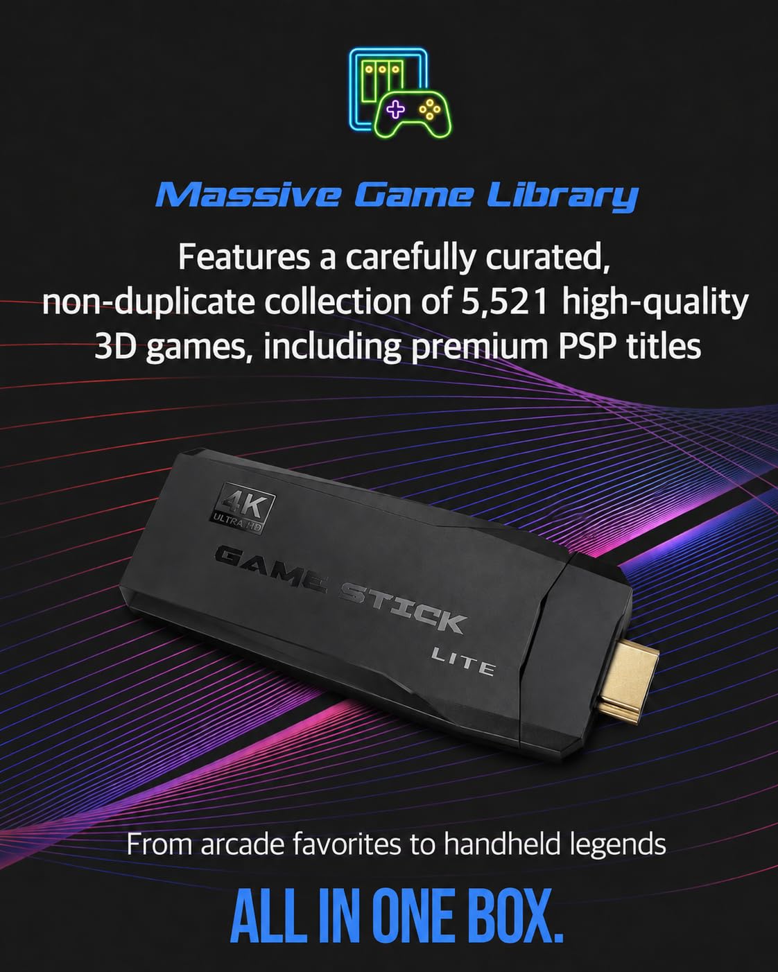 Retro Gaming Console with 64GB High end 3D Game Classic - Premium Selection Official Imagery - 3
