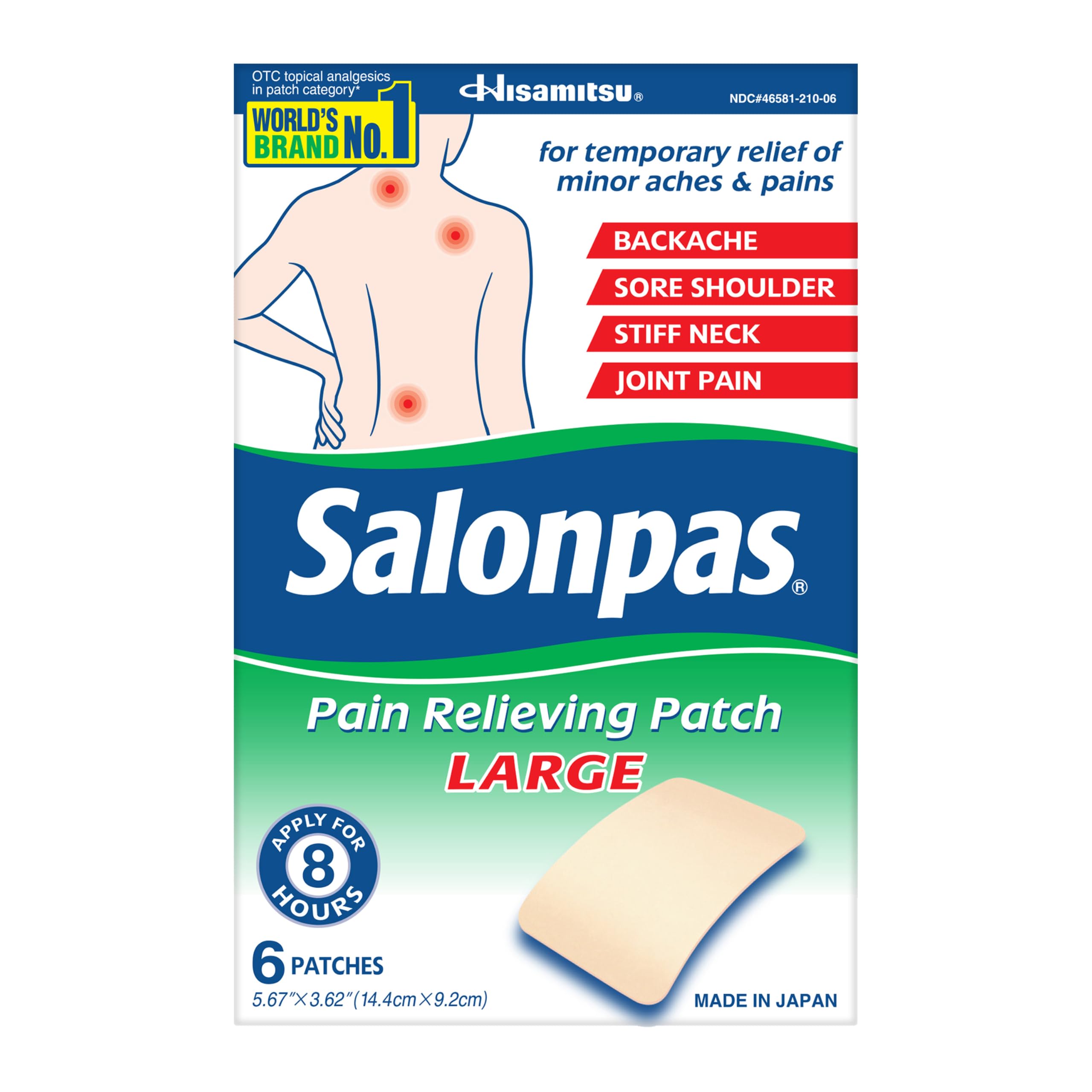 Salonpas Pain Relieving Patch, Large, 6 Count (Pack of 1)