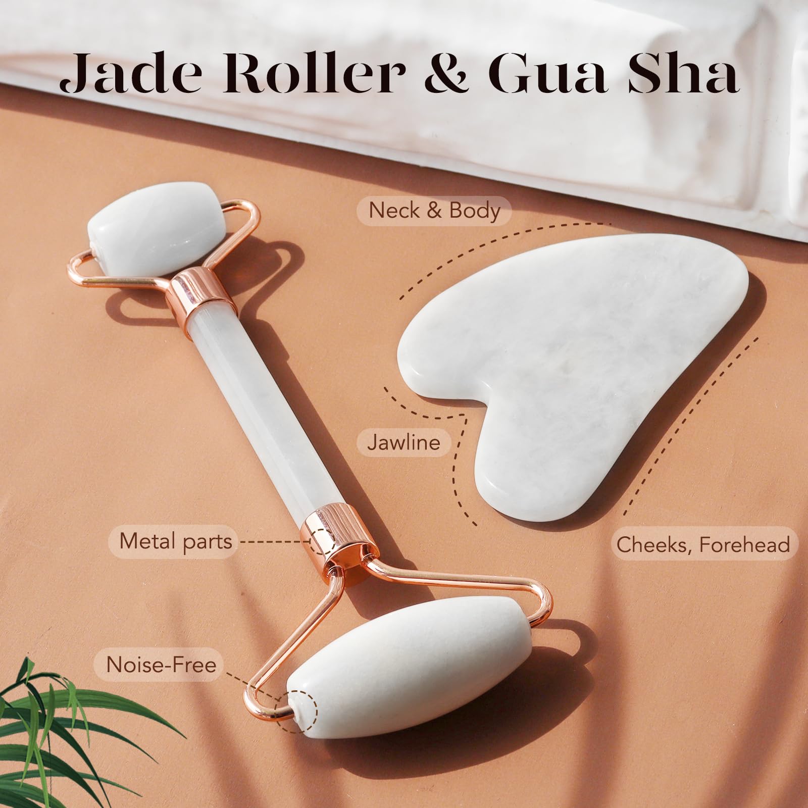 BAIMEI IcyMe Jade Roller & Gua Sha Facial Tool Set for Face Depuffing