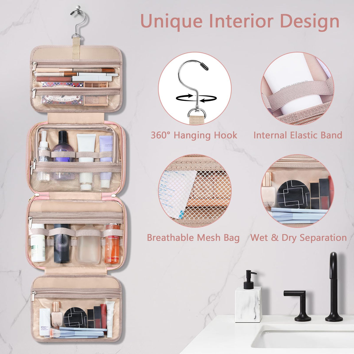 Toiletry Bag for Women Hanging Travel Toiletry Bag with - Wedama Official Imagery - 7
