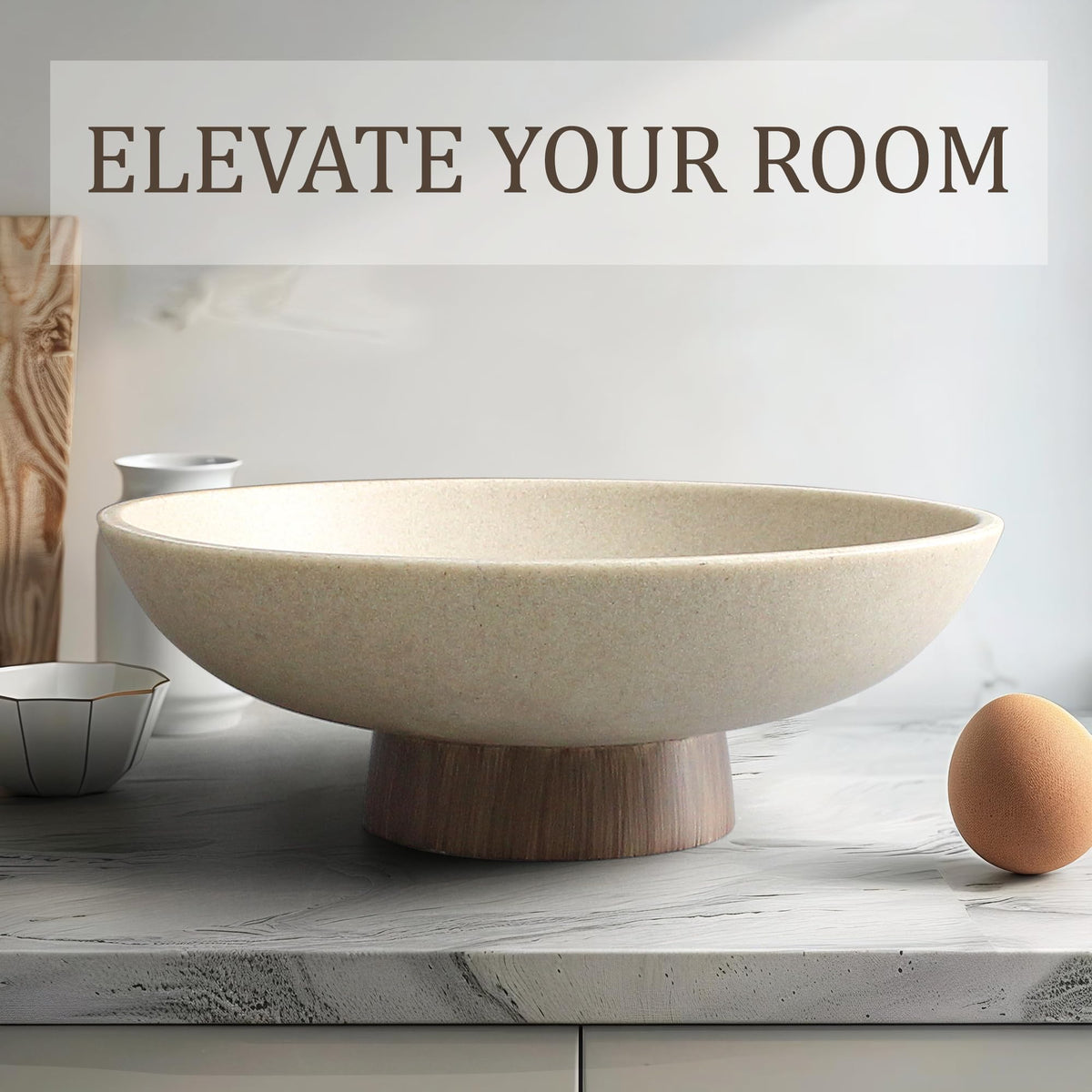 Modern Resin Pedestal Bowl Large Fruit Bowl for Kitchen - LIN CHUAN Official Imagery - 6
