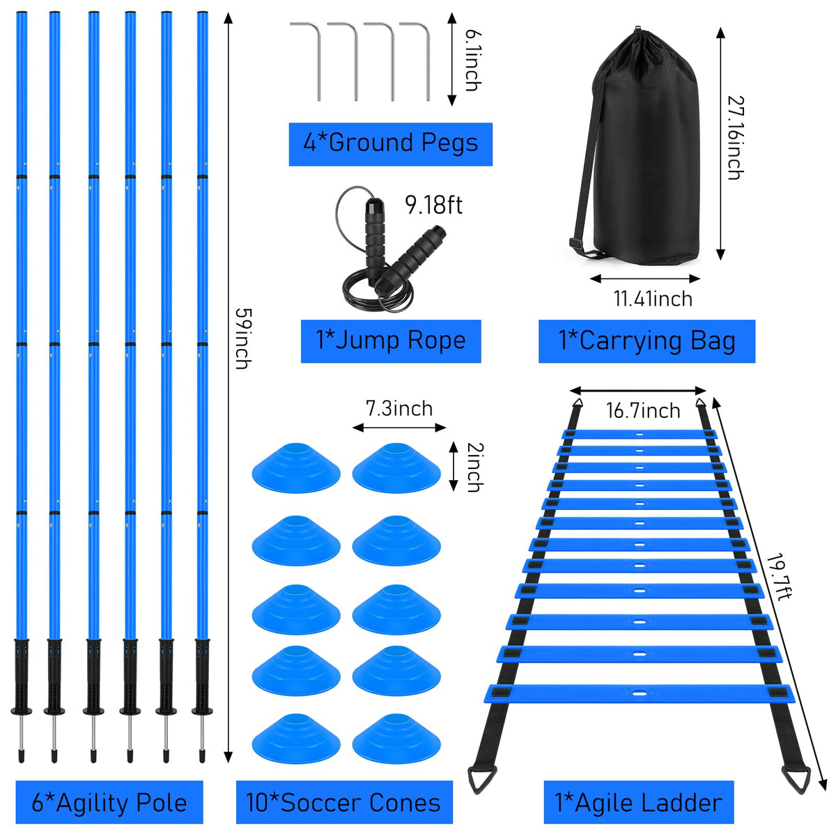 Soccer Training Equipment Agility Speed Training Set 20ft - SMTPDT Official Imagery - 3