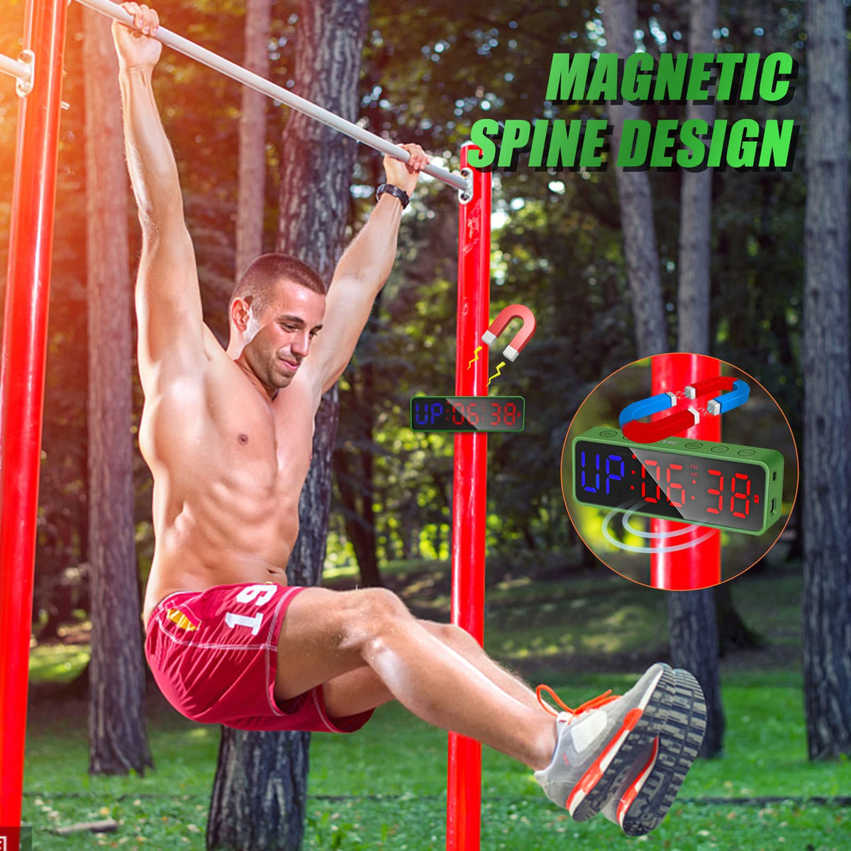 Portable Gym Workout Timer Fitness Clock with The Rubber - SLEVIO Official Imagery - 7