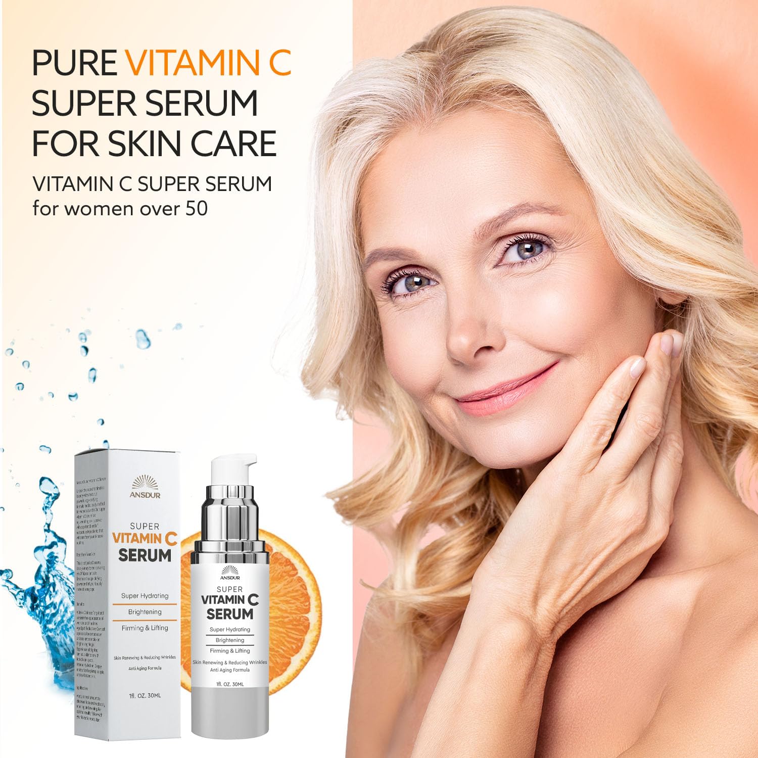 Super Vitamin C Serum for Women Over 70 Vitamin C Face Serum - ANSDUR Official Imagery - 3