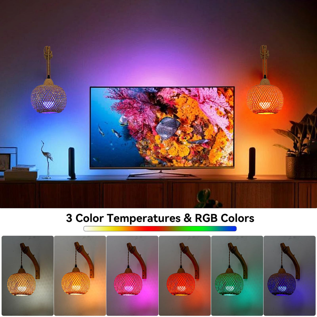 Battery Operated Wall Sconces Set of 2 with Remote Boho - Rizzyluz Official Imagery - 4