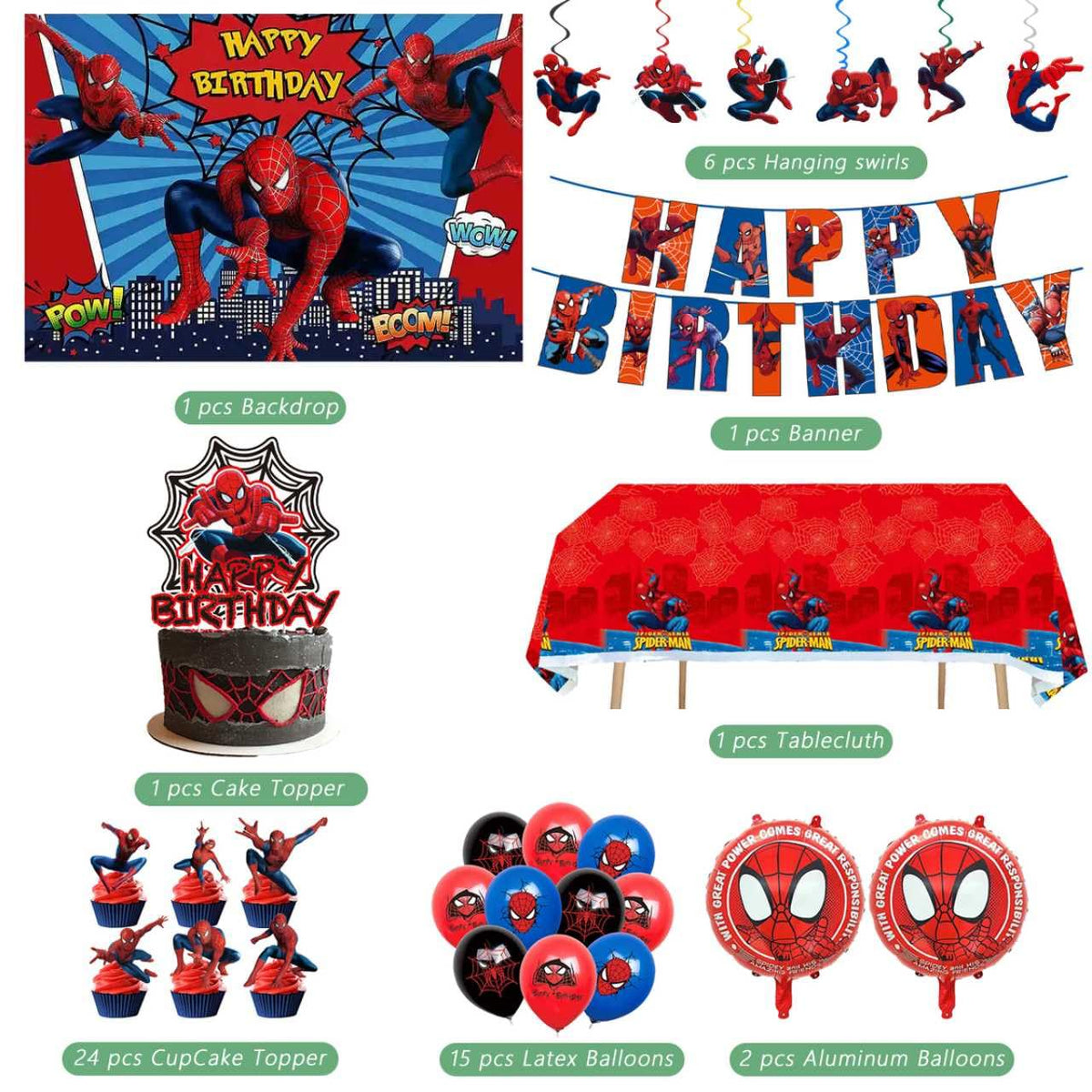 51PCS spidey birthday party supplies backdrop Happy Birthday - TOCKFIT Official Imagery - 4