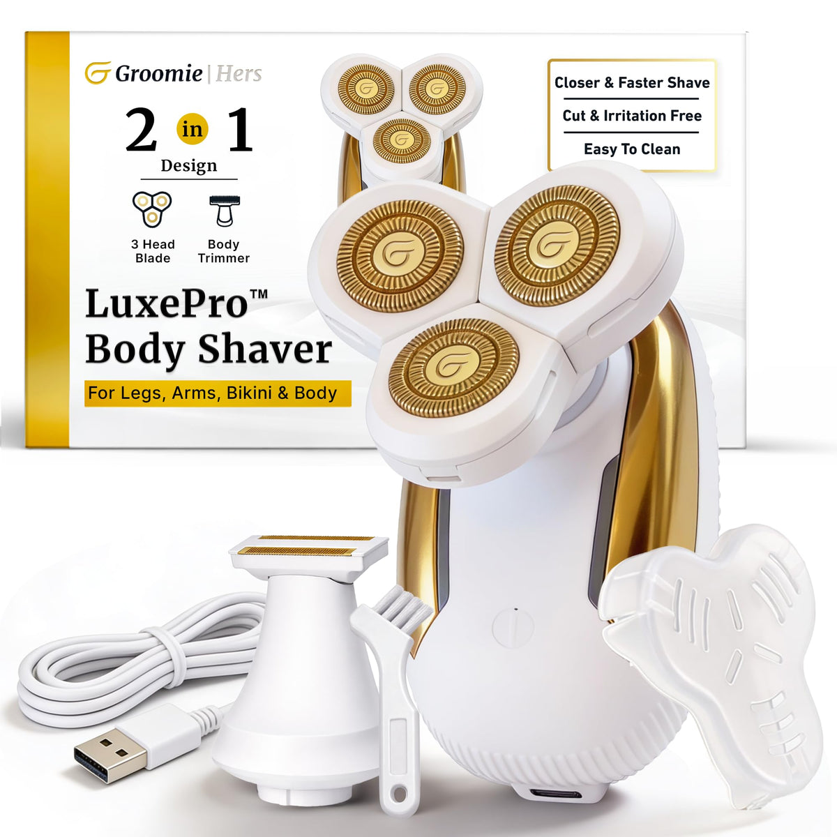 Groomie Hers LuxePro Women s Electric Body Shaver for - Groomie Official Imagery - 1