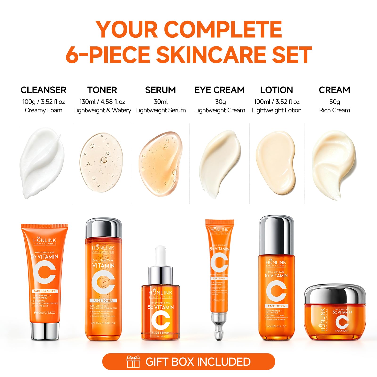 Vitamin C Niacinamide Skincare Set, Daily Facial Care Routine - UZTUZT