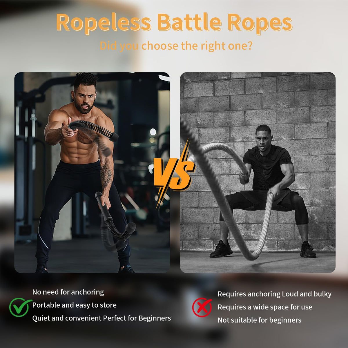 Portable Heavy Duty Ropeless Battle Ropes for Home Gym - Paoba Official Imagery - 6