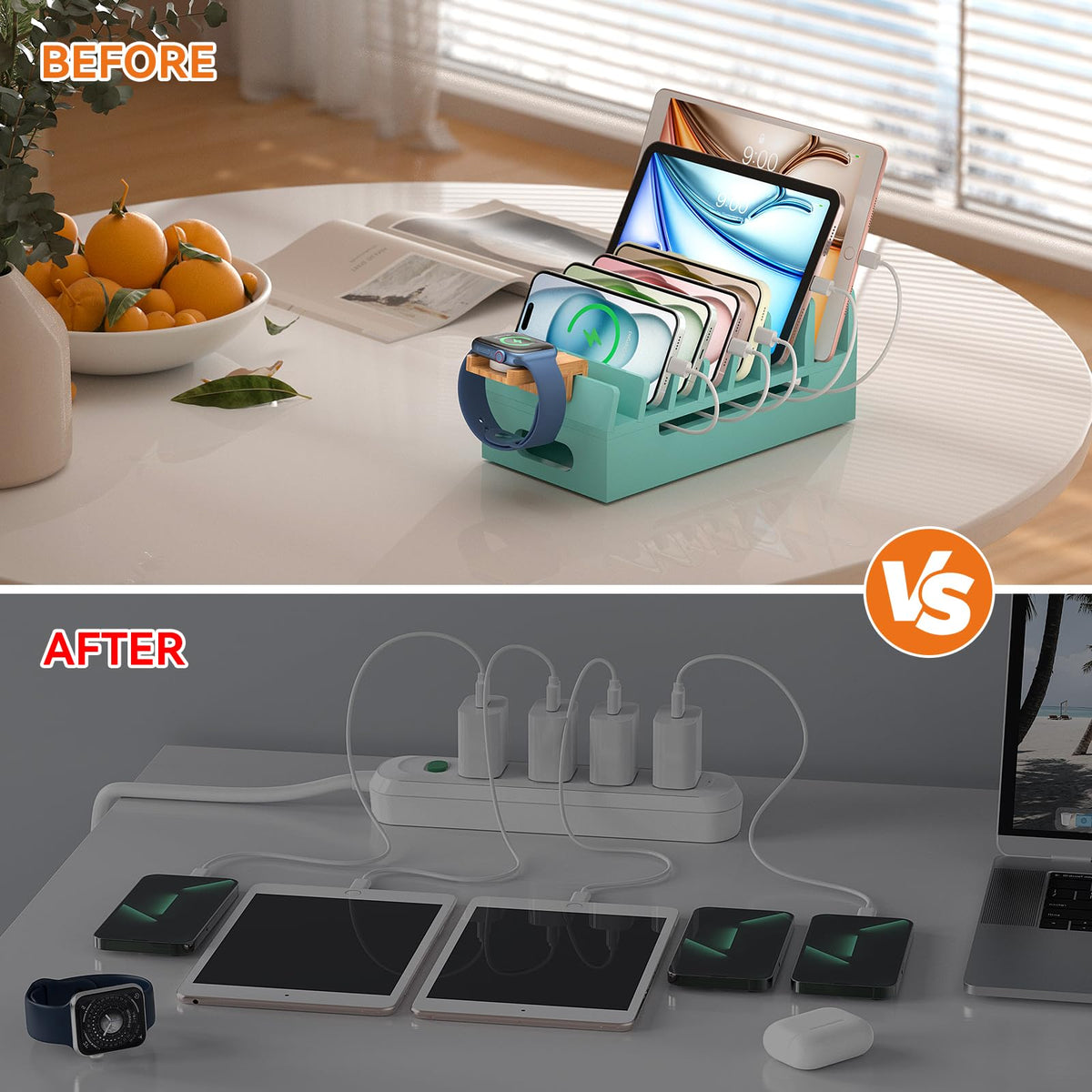 Bamboo Charging Stand for Multiple Devices Phone Watch Stand - Pezin & Hulin Official Imagery - 7