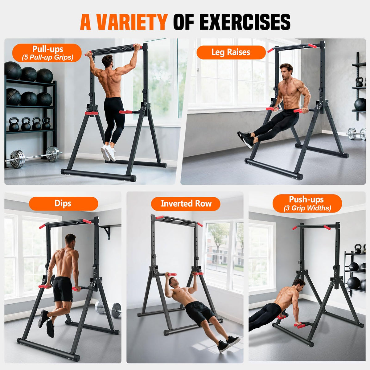 Foldable Power Tower Dip Station for Pull Ups Dips Push Ups - SERTT Official Imagery - 3