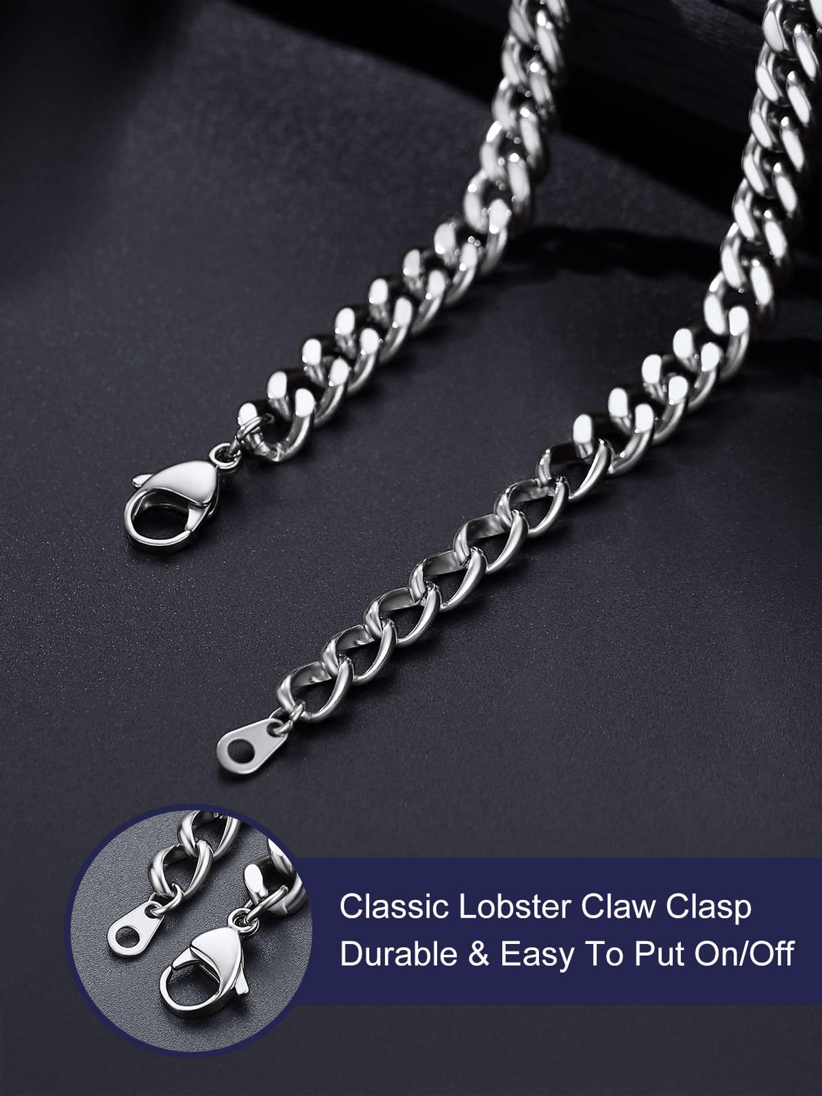 Bandmax Stainless Steel Barbed Wire Cuban Chain Necklace for - Bandmax Official Imagery - 4