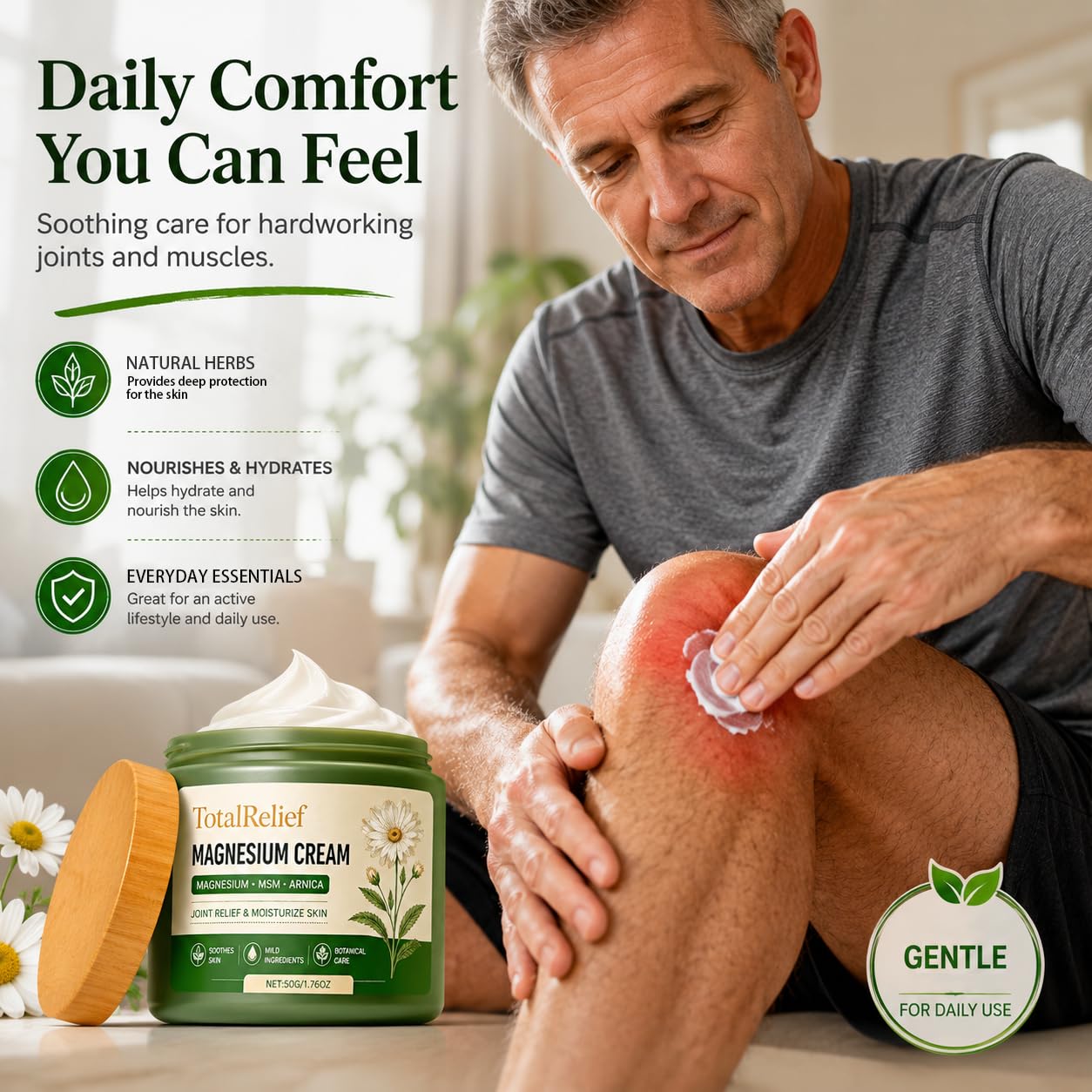 TotalRelief Magnesium Body Cream – MSM & Arnica, 1.76oz