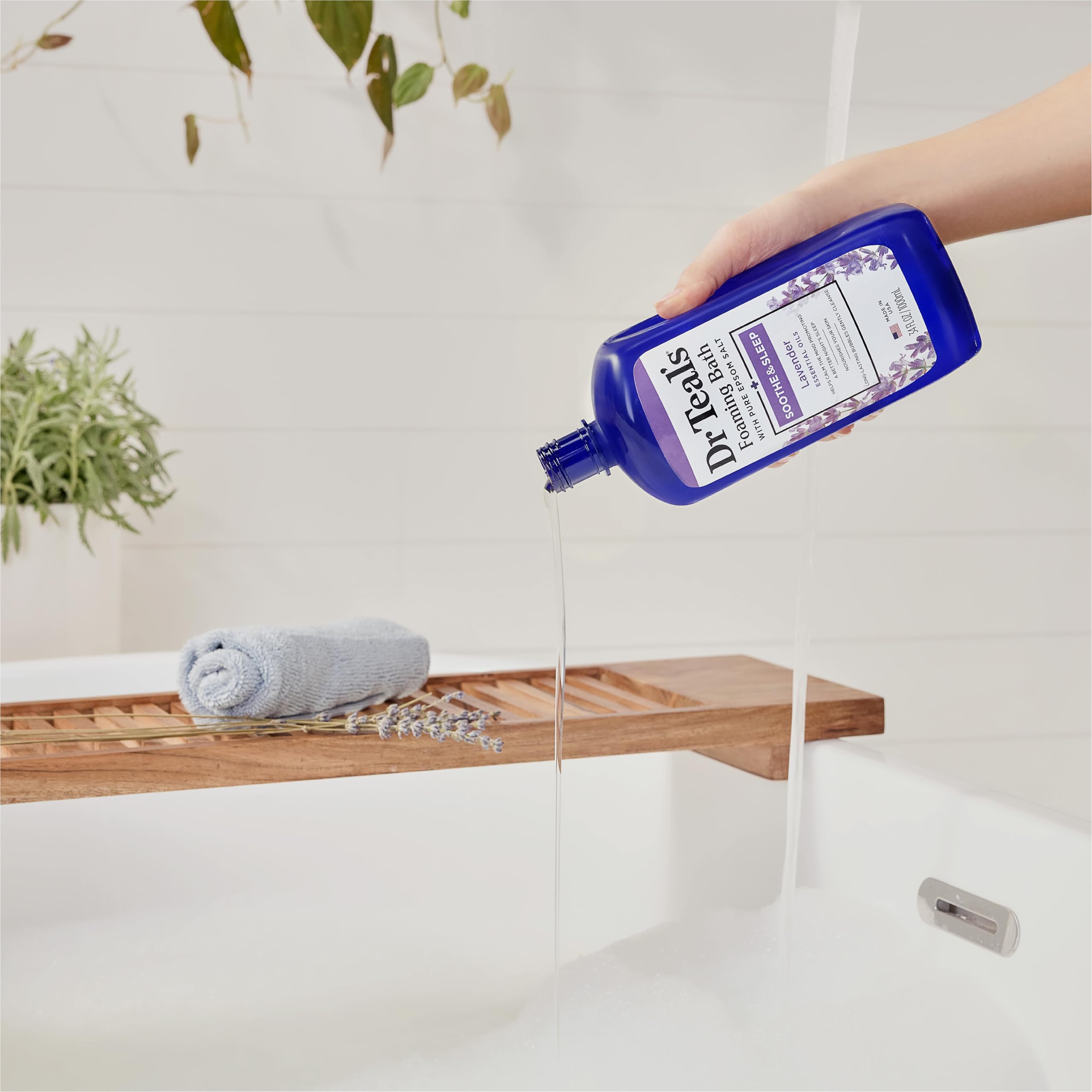 Dr Teal’s Foaming Bath with Pure Epsom Salt, Soothe & Sleep with Lavender, 34 Ounces (Packaging May Vary)