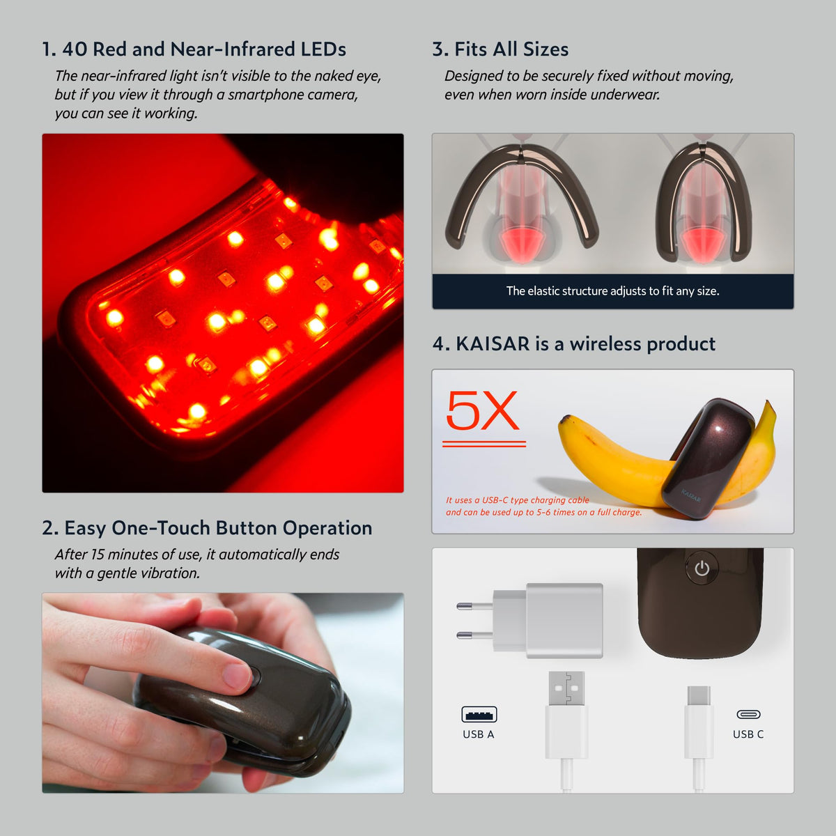 Portable Wireless Infrared Red Light Therapy Device for Male - KAISAR Official Imagery - 6