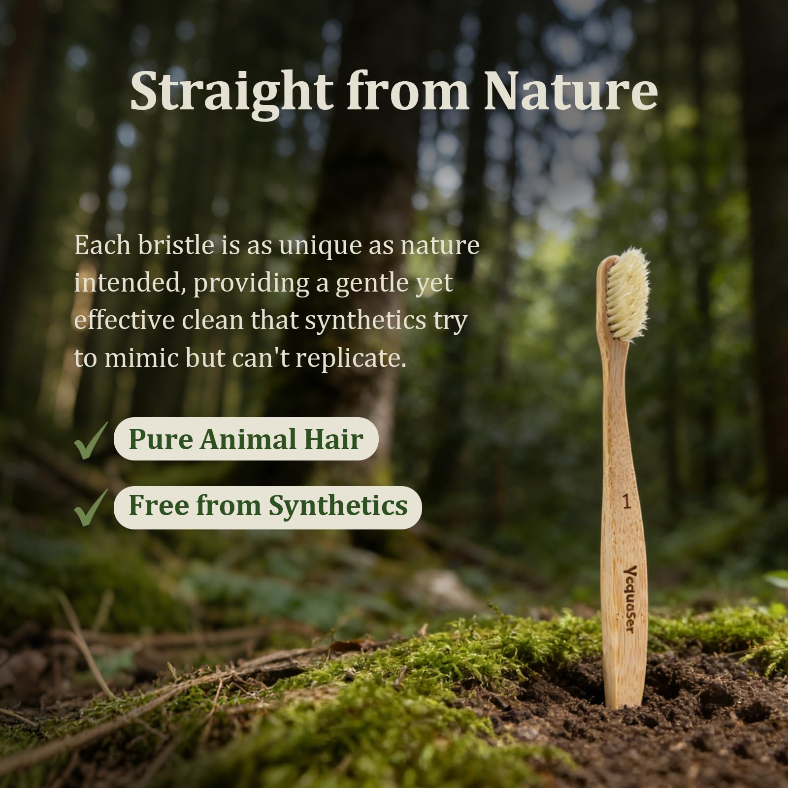 Ycquaser Boar Bristle Bamboo Toothbrush 4-Pack | Eco