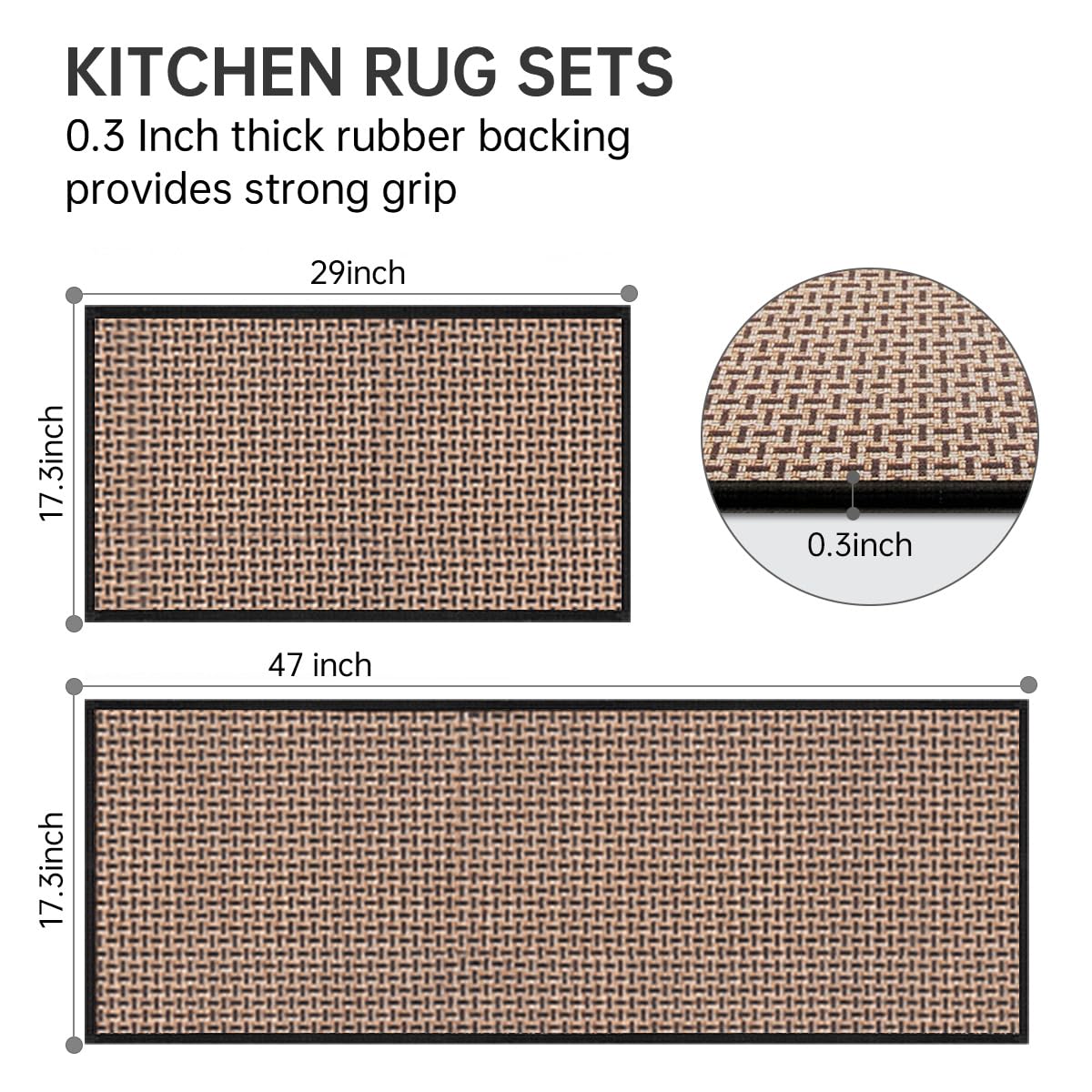eqivei Kitchen Rugs Non Slip Washable 2 Piece Kitchen Mats - eqivei Official Imagery - 3