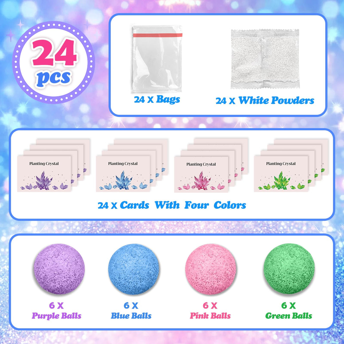 24 Pack Crystal Growing Kit Science Party Favors for Kids - Seivhat Official Imagery - 4