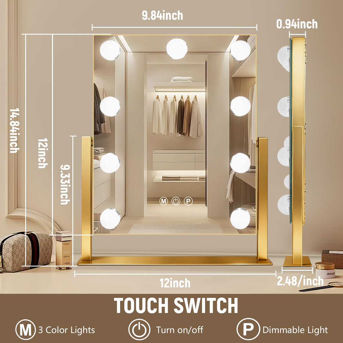 Portable Travel Makeup Mirror with Lights 2500mAh - Ratsamee Official Imagery - 3