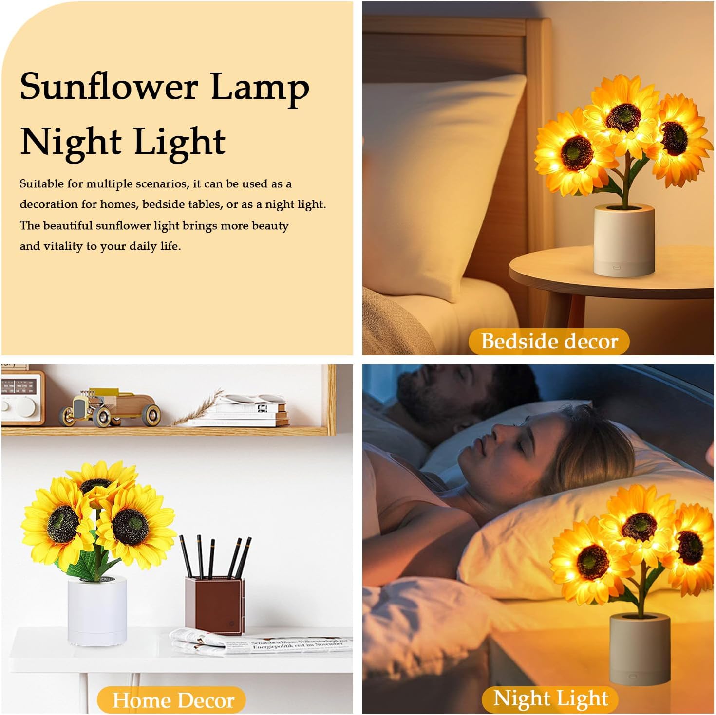 Lifnatty sunflower lamp gift for women, decorative table lamp with sunflower design, perfect for Mother's Day or birthday presents