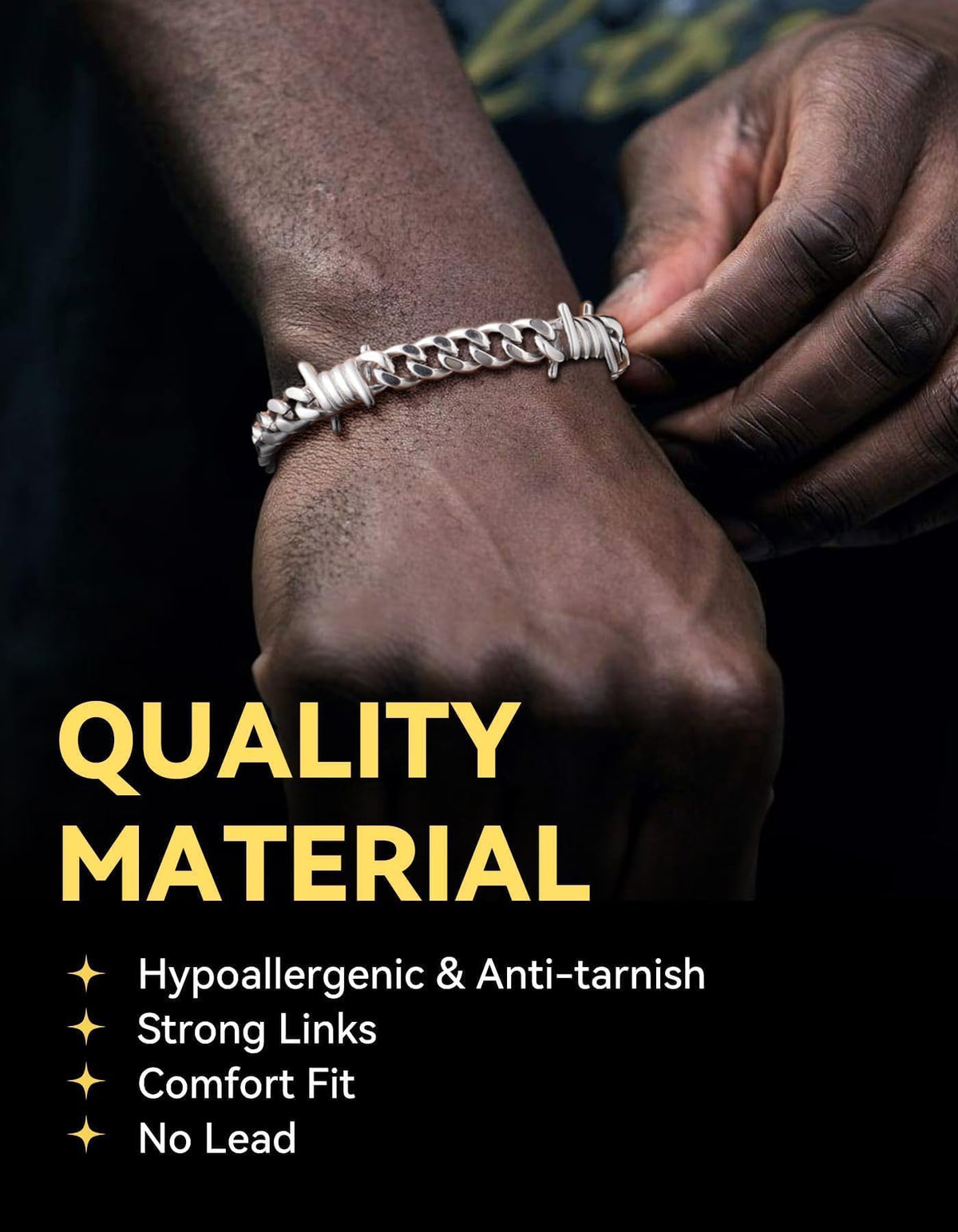 ChainsHouse Barbed Wire Bracelet Cuban Link Chain Bracelet - ChainsHouse Official Imagery - 3