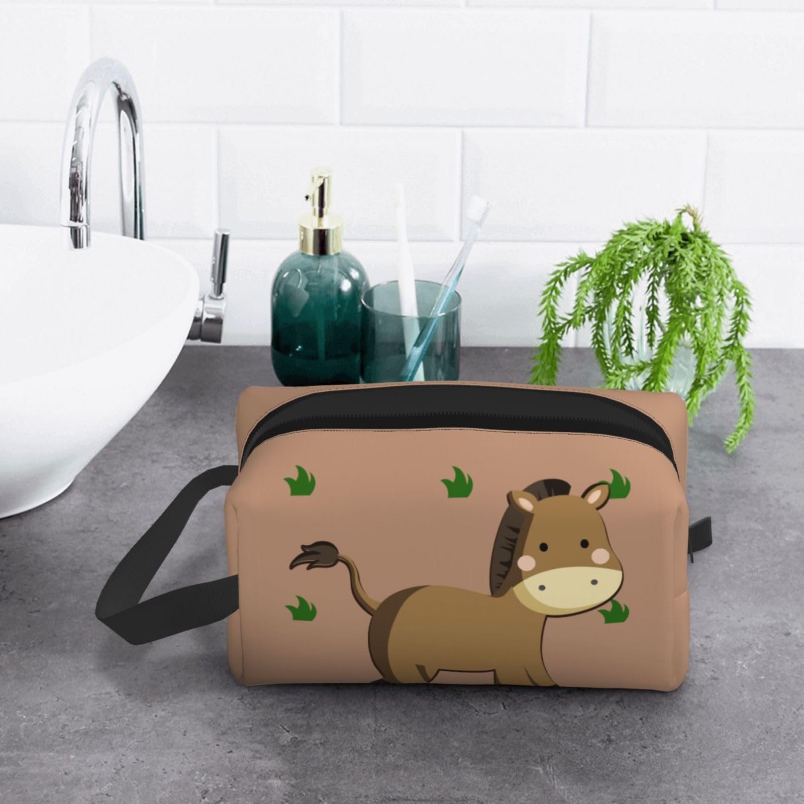 SXZVVBN cartoon donkey Large Capacity Travel Toiletry Bag Durable Oxford Cloth Makeup Organizer Cosmetic Pouch