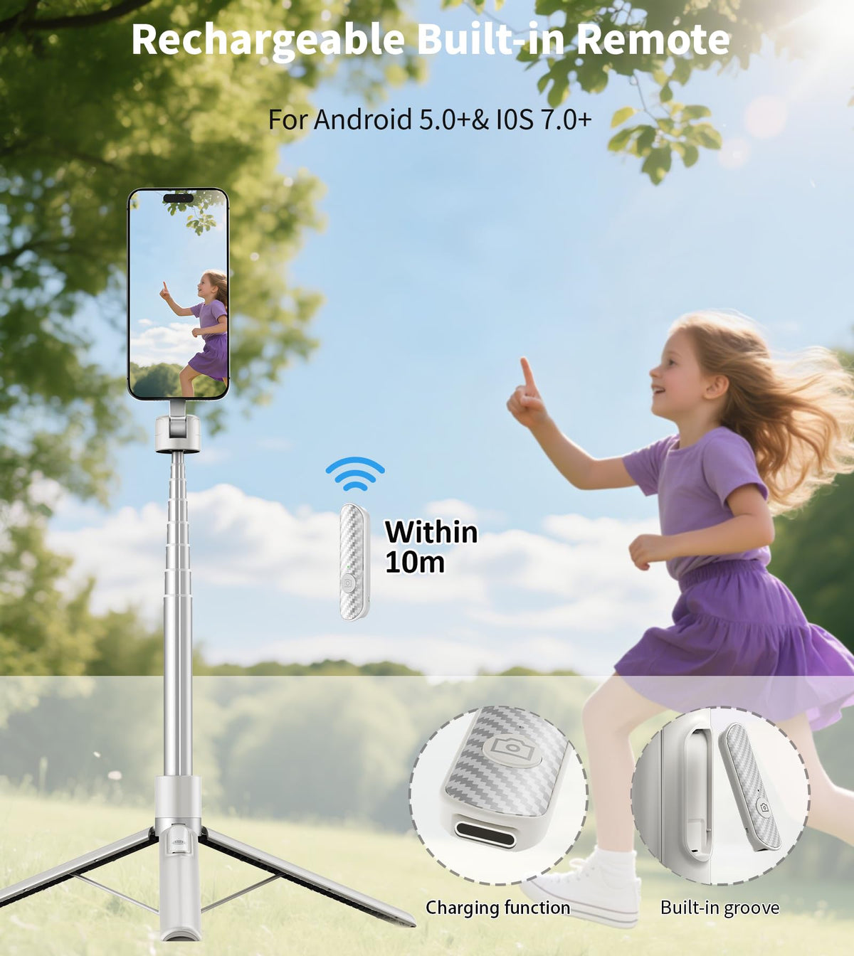 TONEOF 68 Magnetic Aluminum Phone Tripod Selfie Stick for - TONEOF Official Imagery - 7