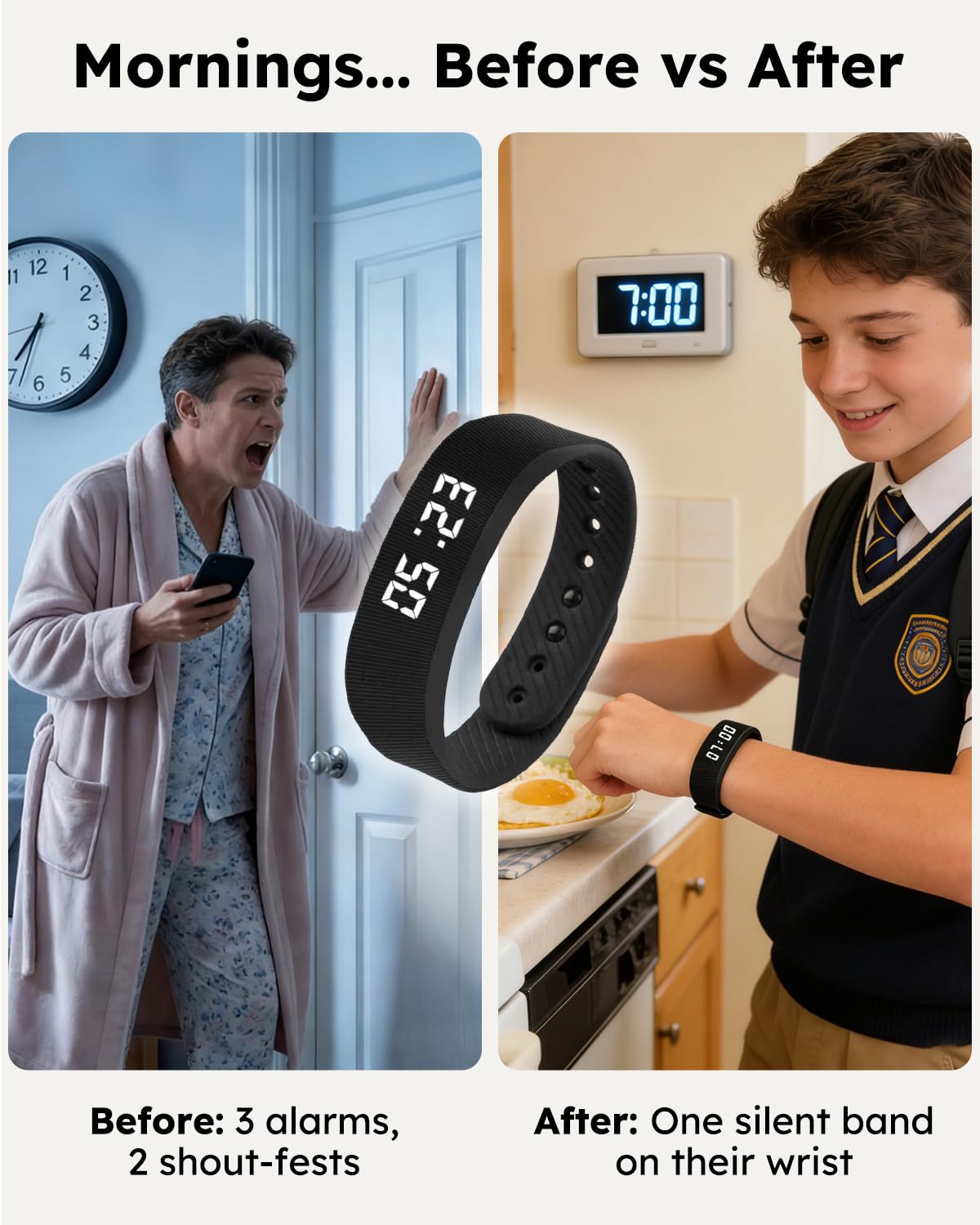 RITHEM Vibrating Alarm Clock Watch for Heavy Sleepers, Silent Wak - RITHEM Official Product View 3