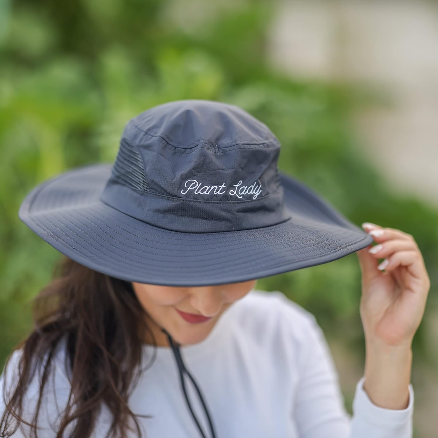 Laila and Lainey Plant Lady wide brim waterproof gardening hat for women, green sun hat ideal for gardening and outdoor activities