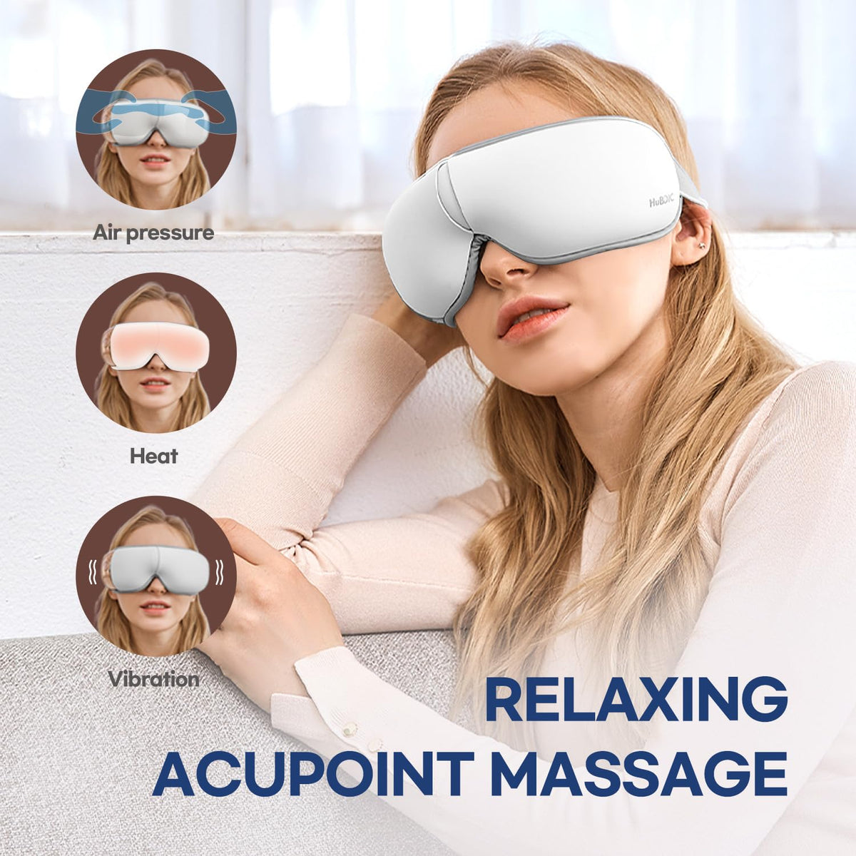 HubiCare Eye Massager with Heat Vibration and Music Helps - HuBDIC Official Imagery - 5