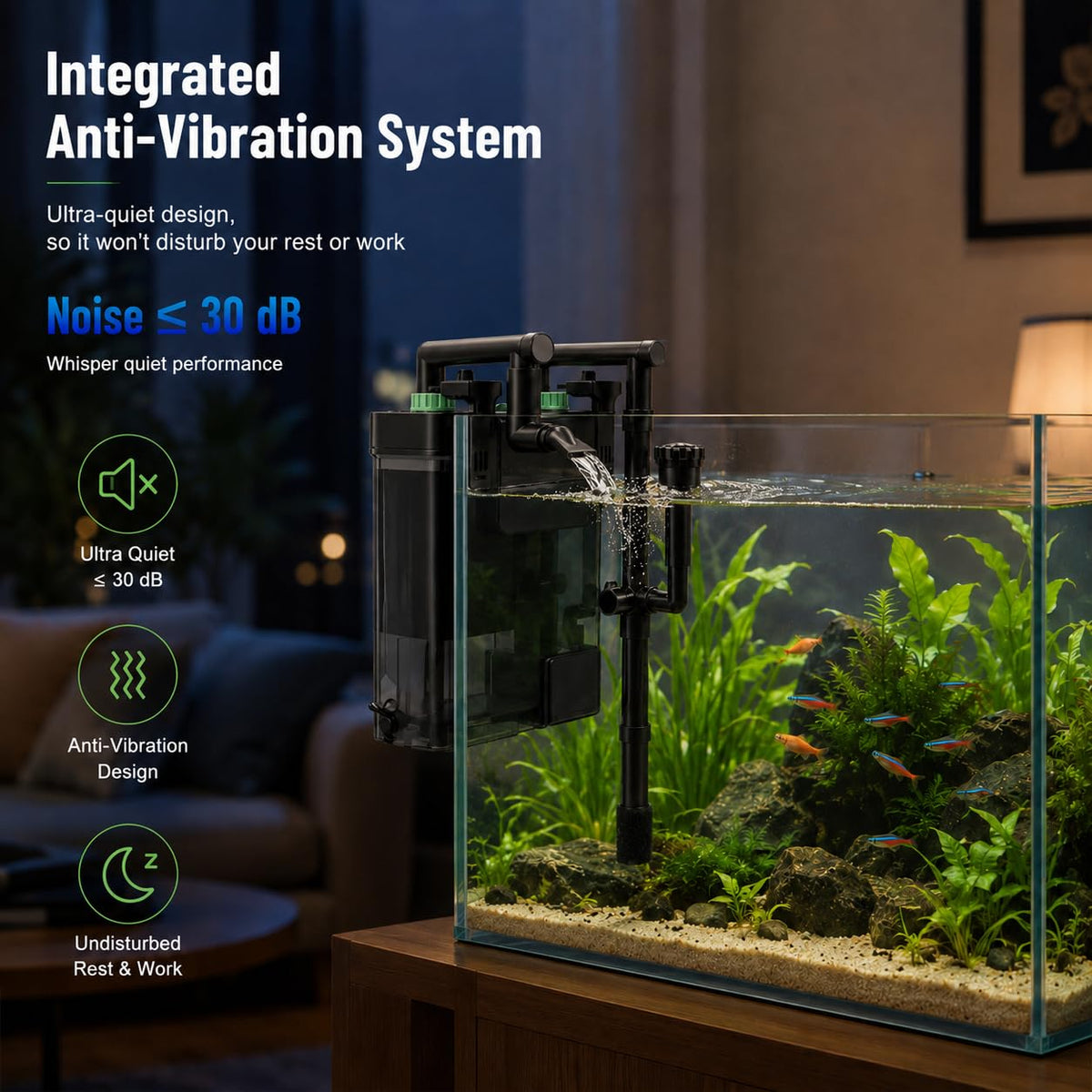 External Hang On Back Canister Aquarium Filter Quiet Fish - Etnorsu Official Imagery - 3