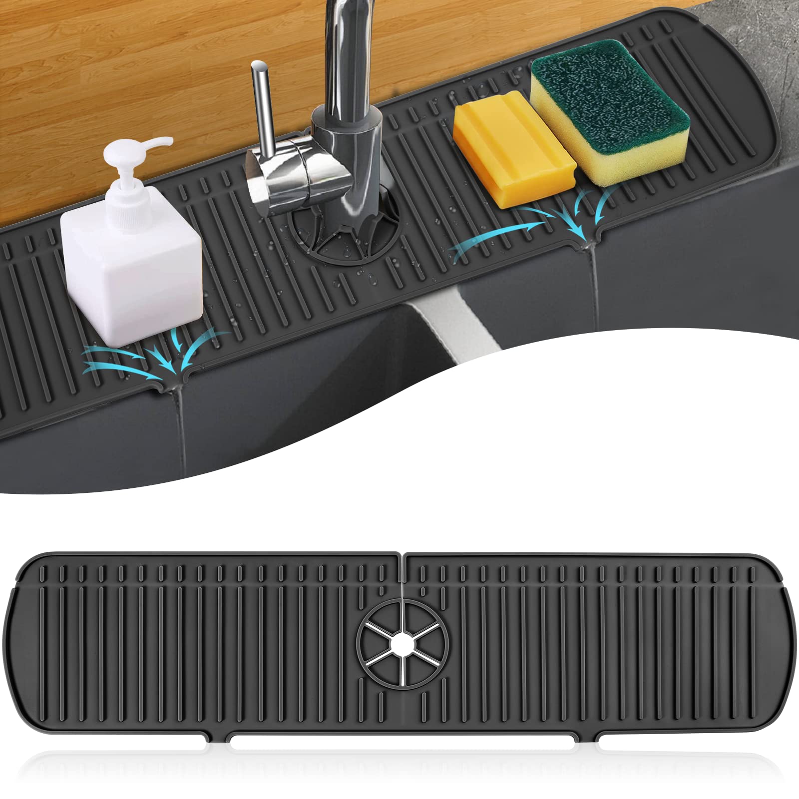BFONS Silicone Faucet Handle Drip Catcher Drying Tray Mat Dish So by BFONS - Angle View 10