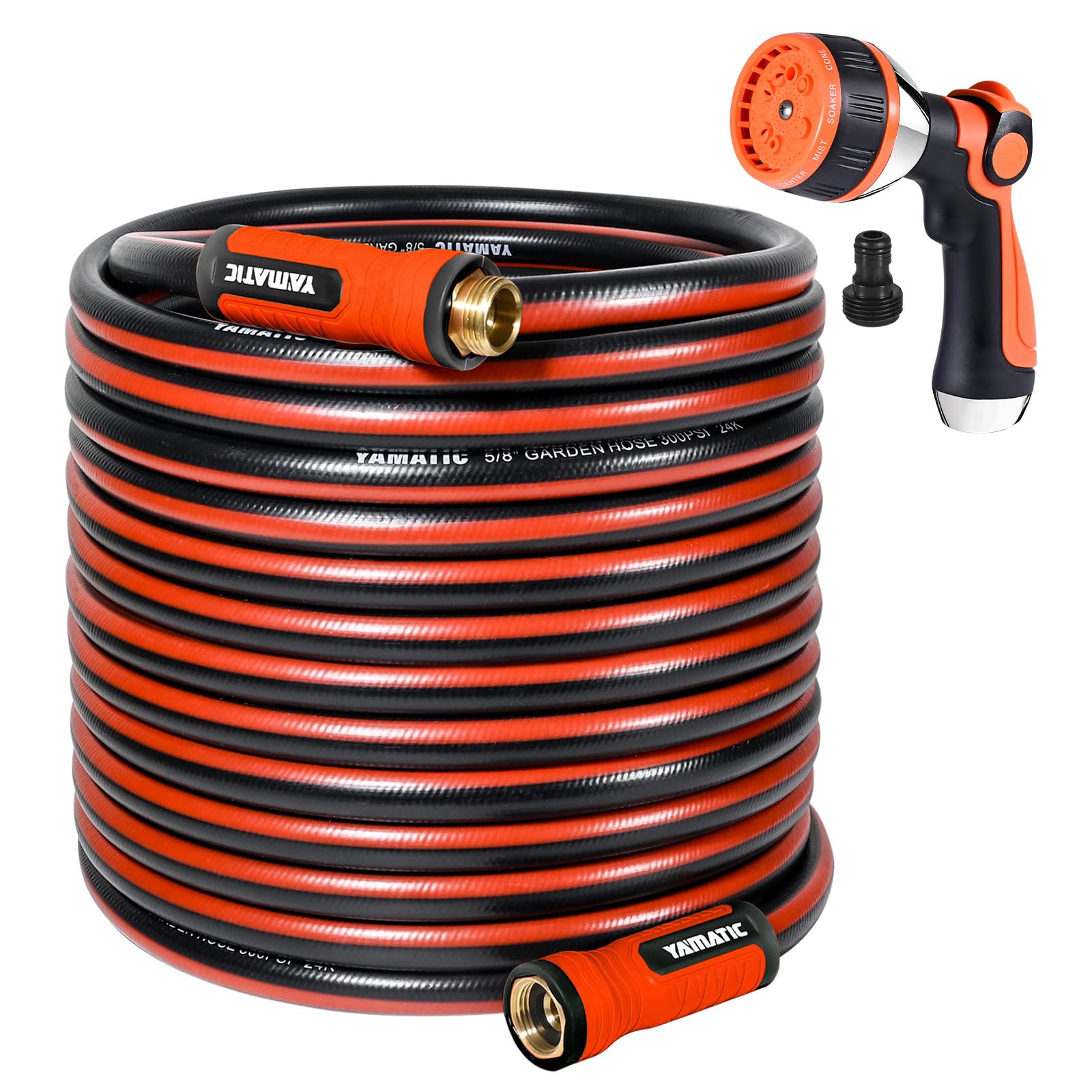 YAMATIC 100FT Garden Hose 5/8in I.D. with 10 Function Water Hose - YAMATIC Official Product View 1