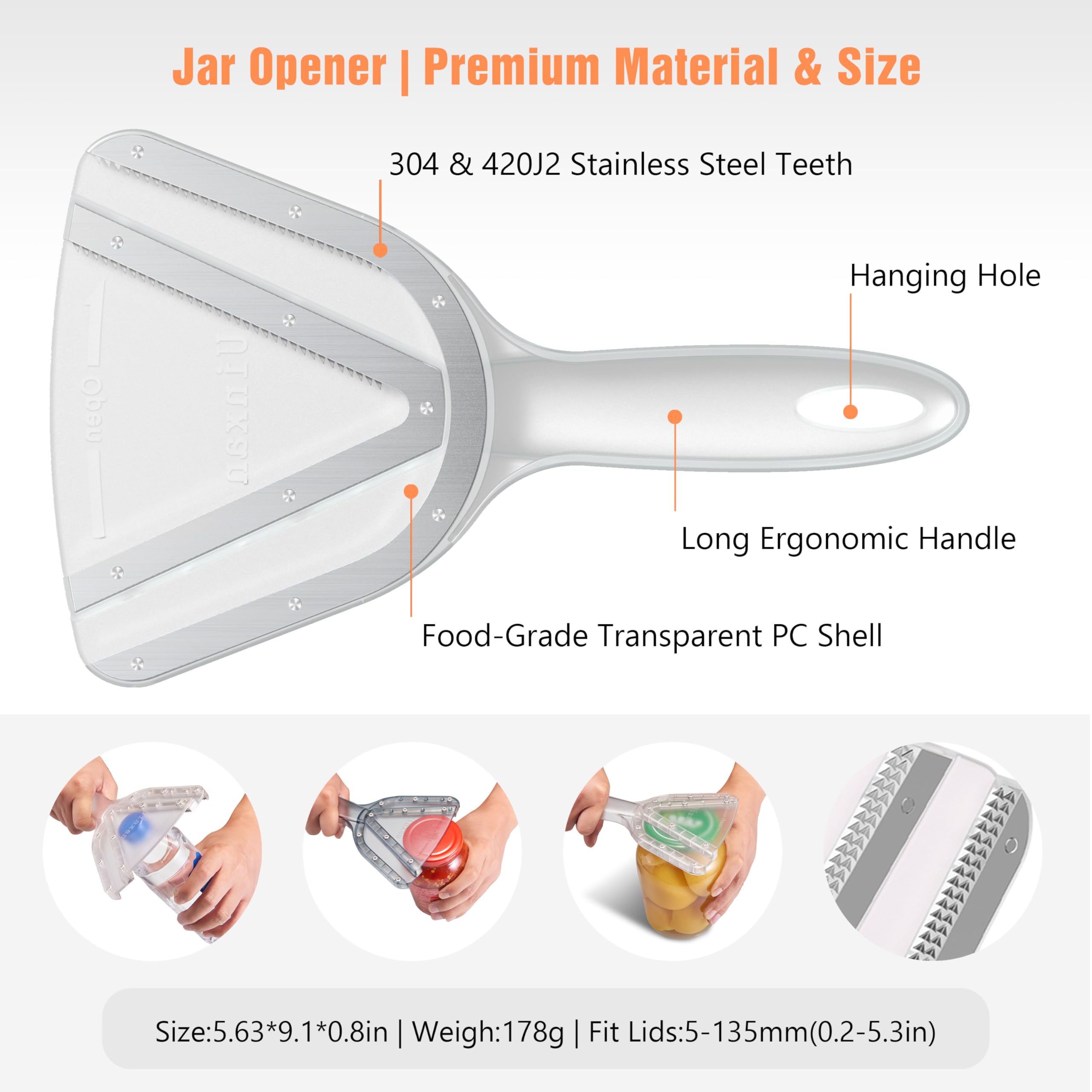 Uinxan Patented Jar Opener, Ideal for Weak Hands & Seniors with A by Uinxan - Angle View 3