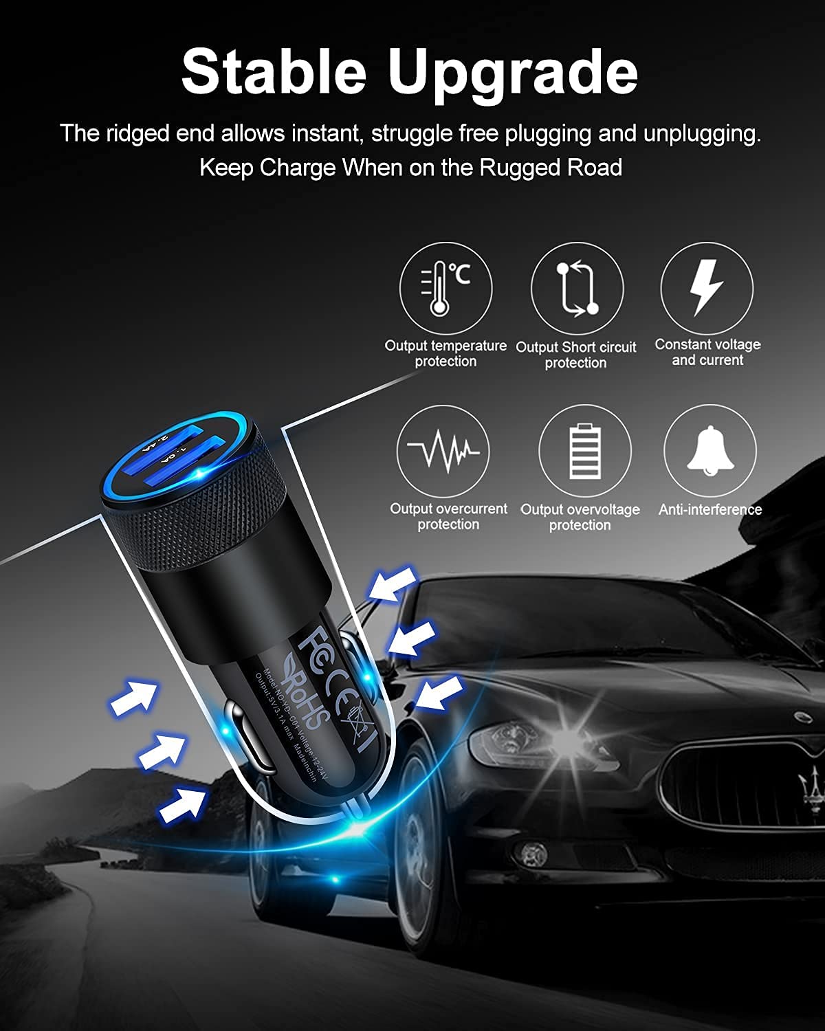 AILKIN Car Charger   Fast Charge Dual Port USB Cargador Lighter A by AILKIN - Angle View 5