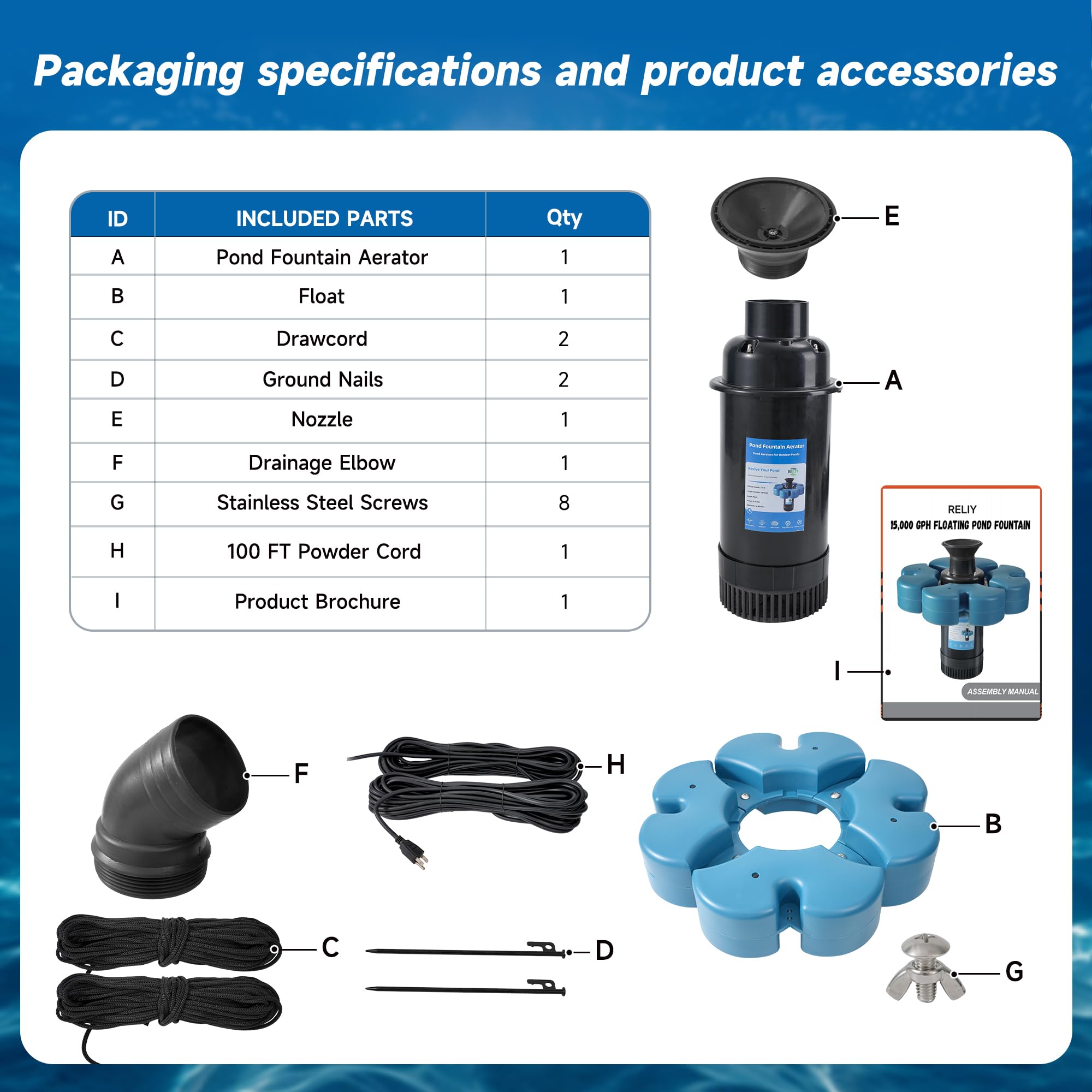 RELIY Pond Fountain Aerator, 1HP 110V 15000 GPH Fountain Pump, Fu - RELIY Official Product View 5