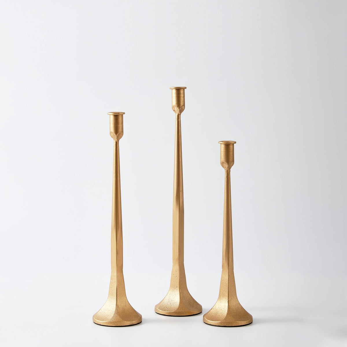 Iron Taper Candle Holder Set of 3 Gold Candlestick Holders - Denique Official Imagery - 6