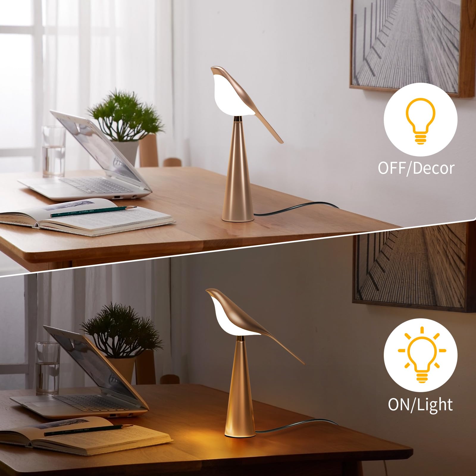 Xhope4u Small Desk Lamp, Bird Lamp, 10 Level Dimmable Brightness Bedsi - View 5