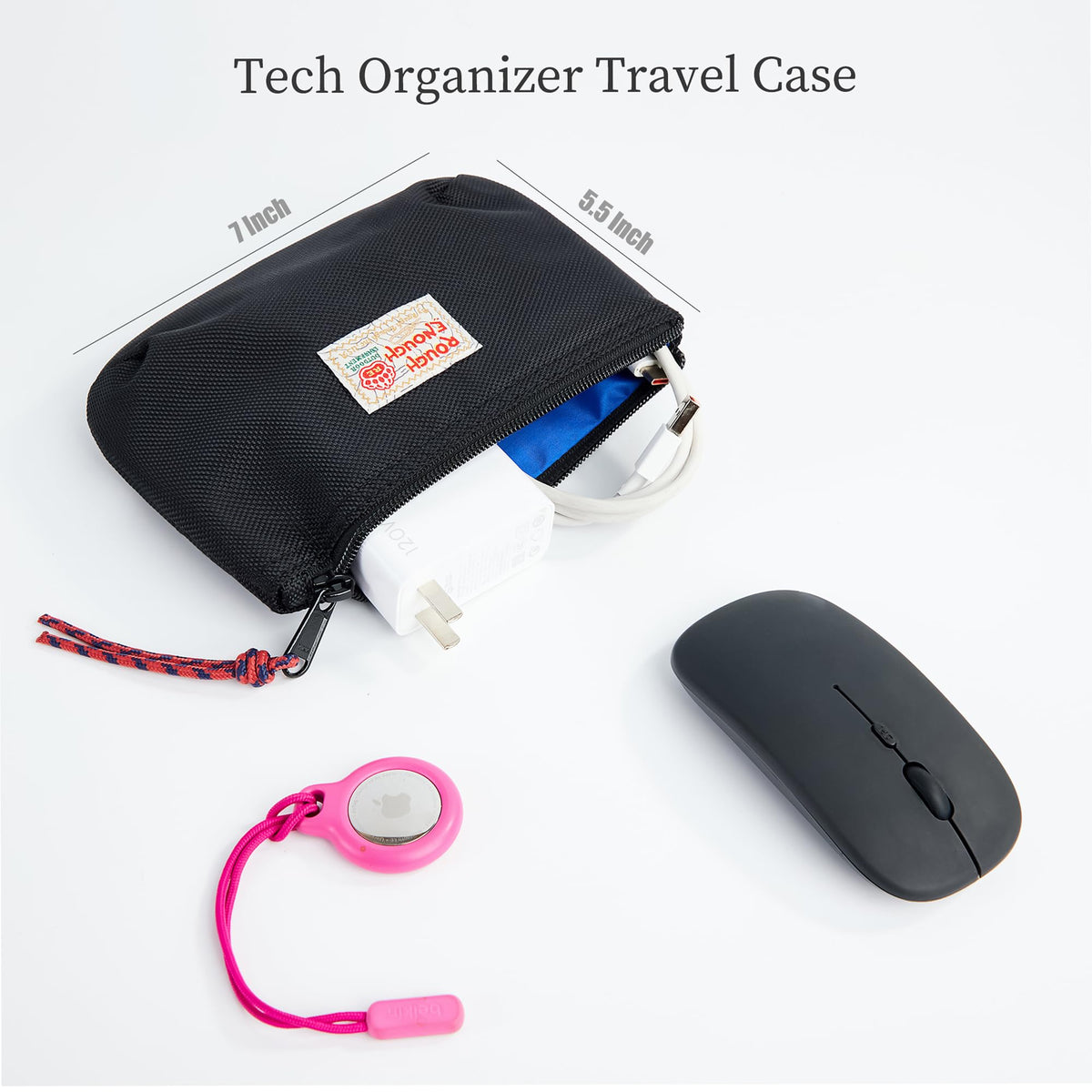 Rough Enough Small Tech Storage Pouch EDC Travel Cable - RE ROUGH ENOUGH Official Imagery - 5