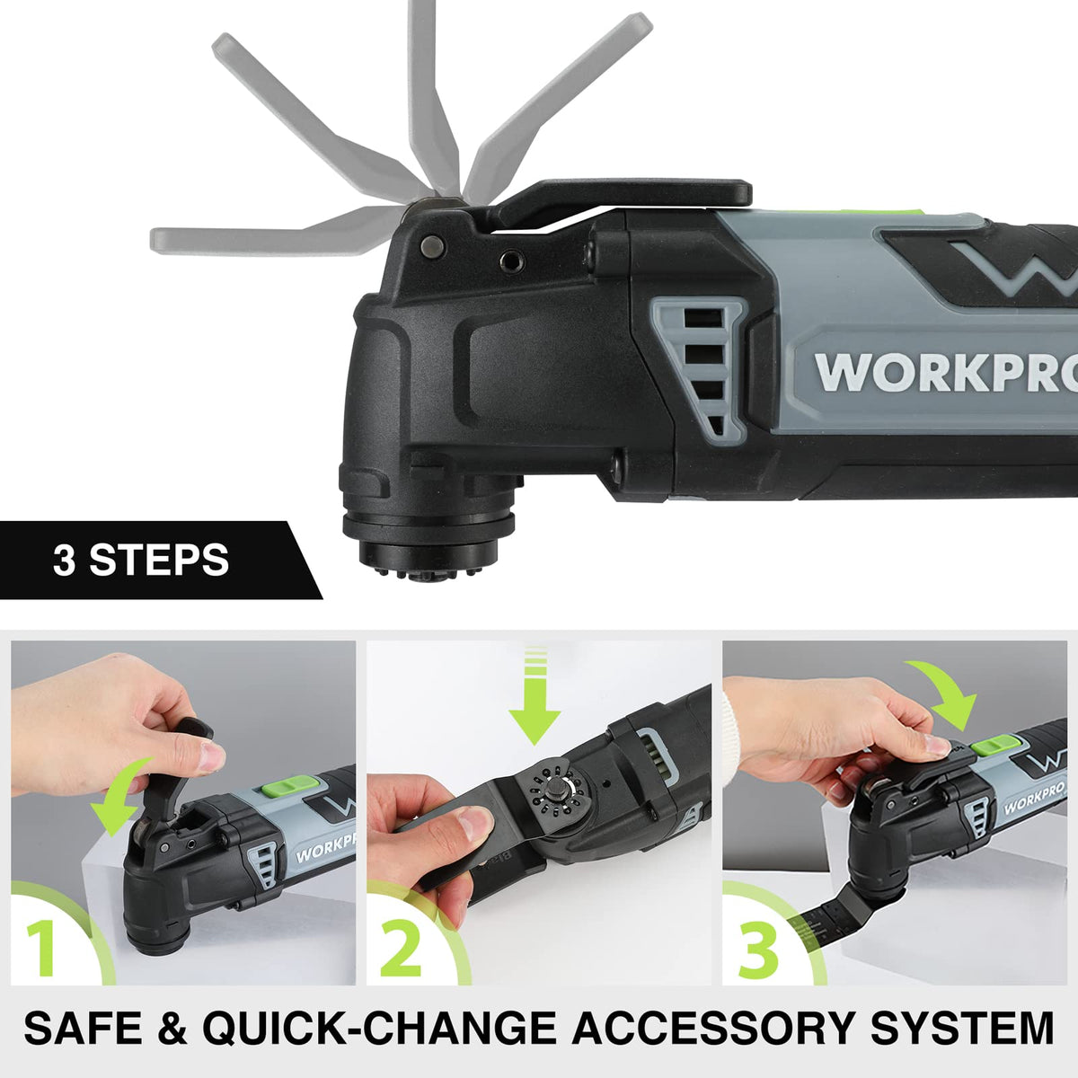 WORKPRO 3 0 Amp Corded Oscillating Multi Tool Kit - WORKPRO Official Imagery - 7