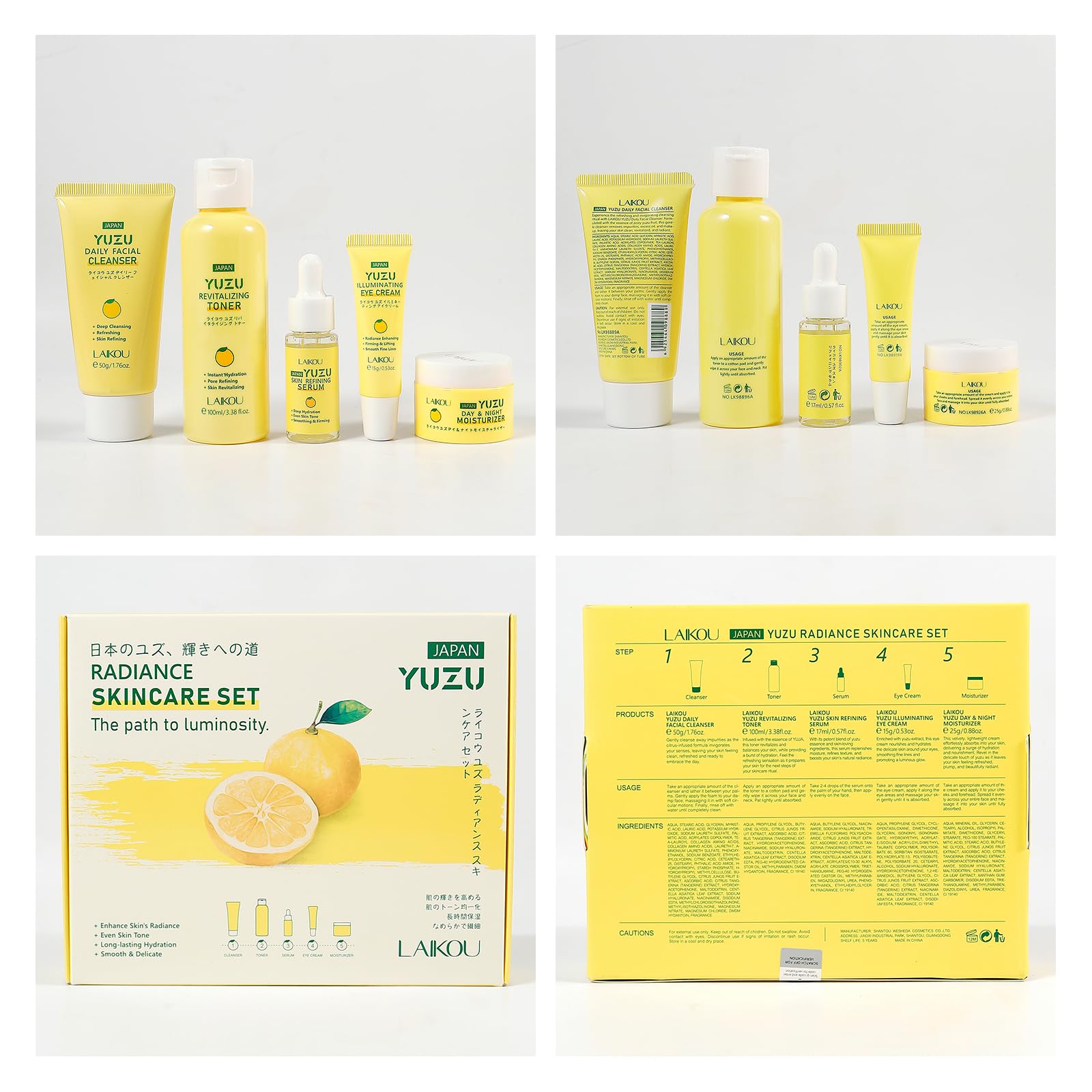 LAIKOU YUZU Skin Care, Skin Care Set, Beginner Kit, TSA-friendly - LAIKOU