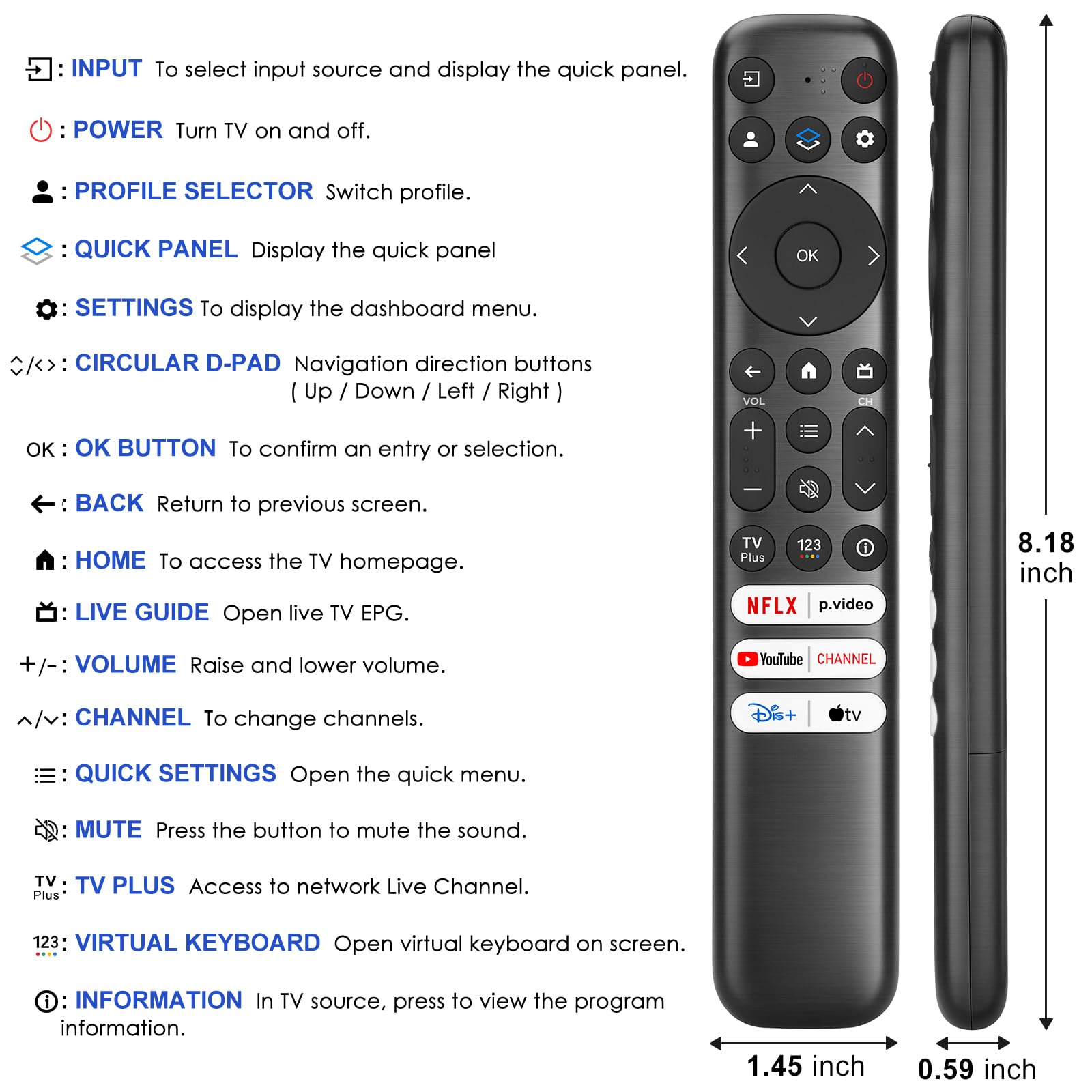 Maxitoc Replacement Only for TCL Google TV Remote Control,RC813 Compatible with - Maxitoc Official Product View 8
