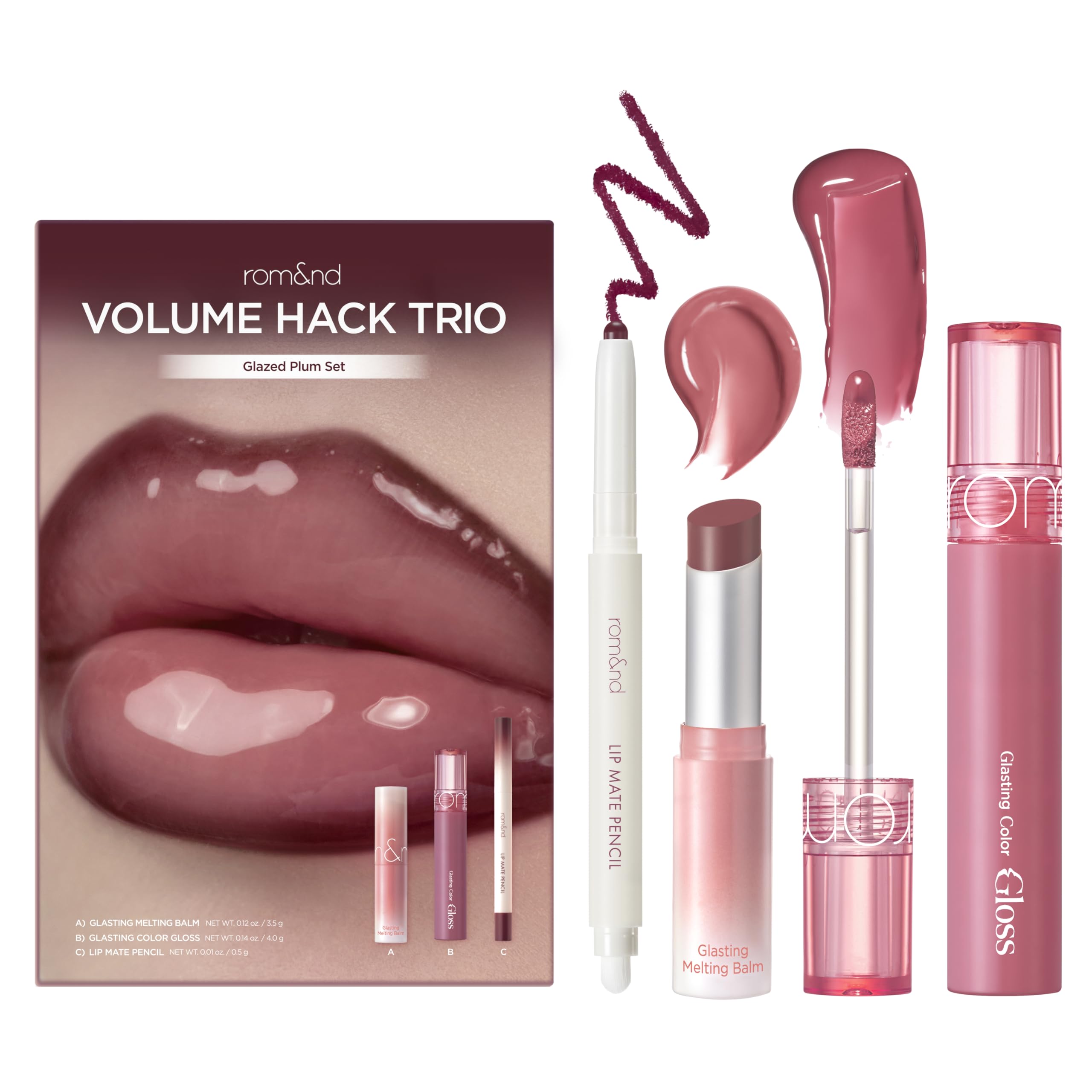 rom&nd Volume Hack Trio | 3 Step Plumping Lip Kit | Glazed Plum Set - View 2
