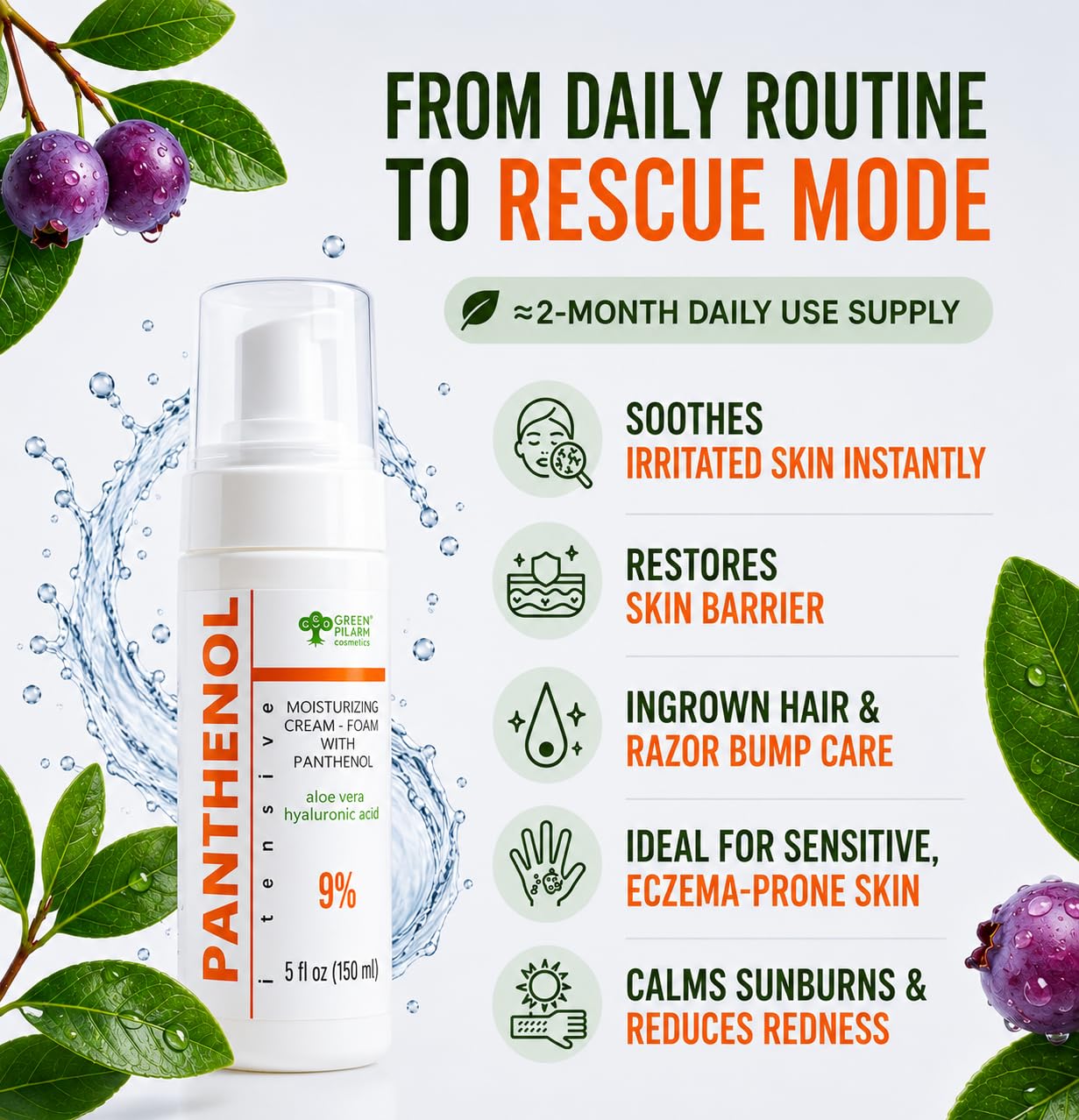 9% Panthenol Foam Spray – After Sun, Redness & Barrier Repair