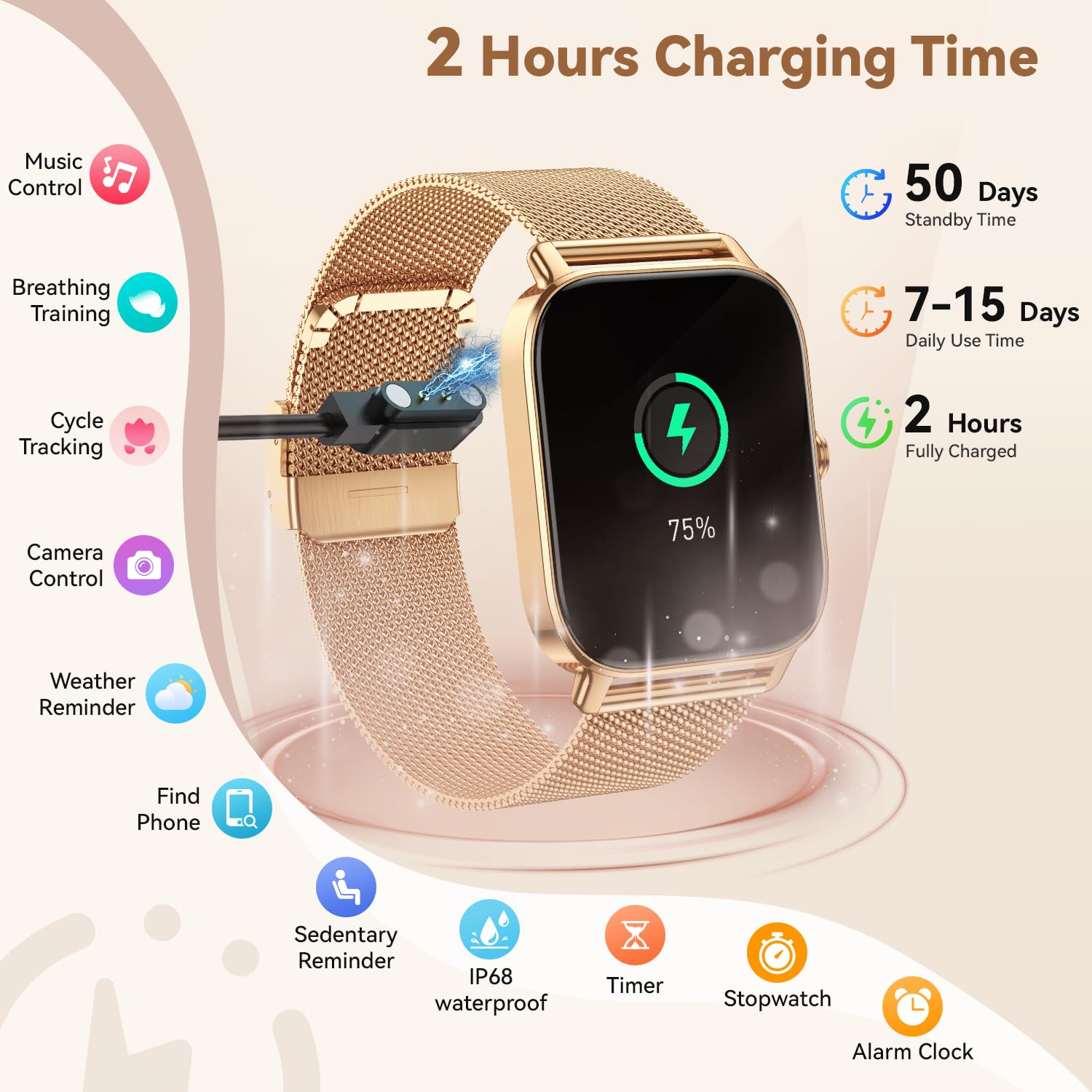 Kimeag Smart Watch for Women Fitness Tracker: Waterproof Make Answer C - View 8