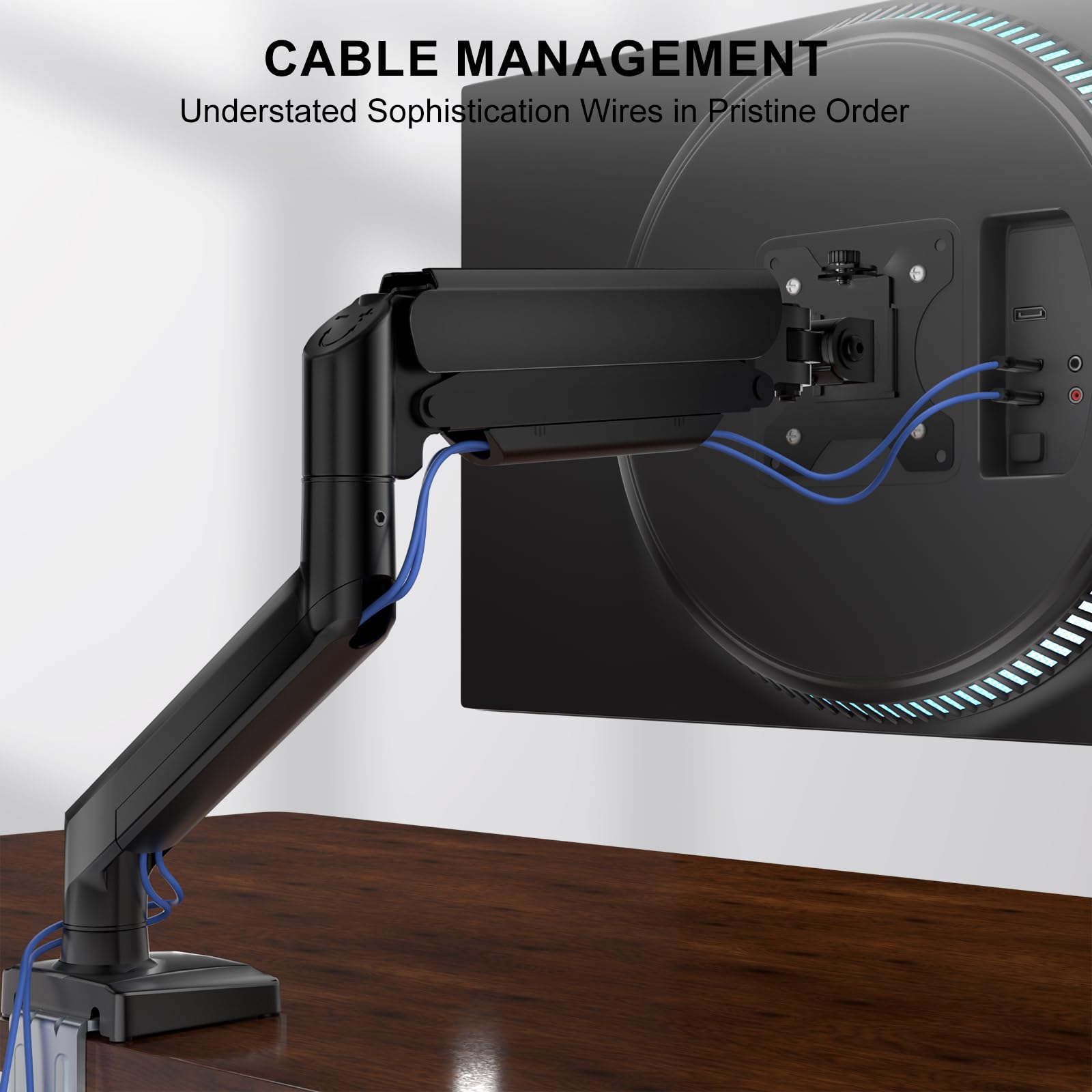 WALI single monitor mount for 13-34 inch screens, adjustable arm, black, VESA compatible, supports monitors up to 32 inches and 26.4 lbs