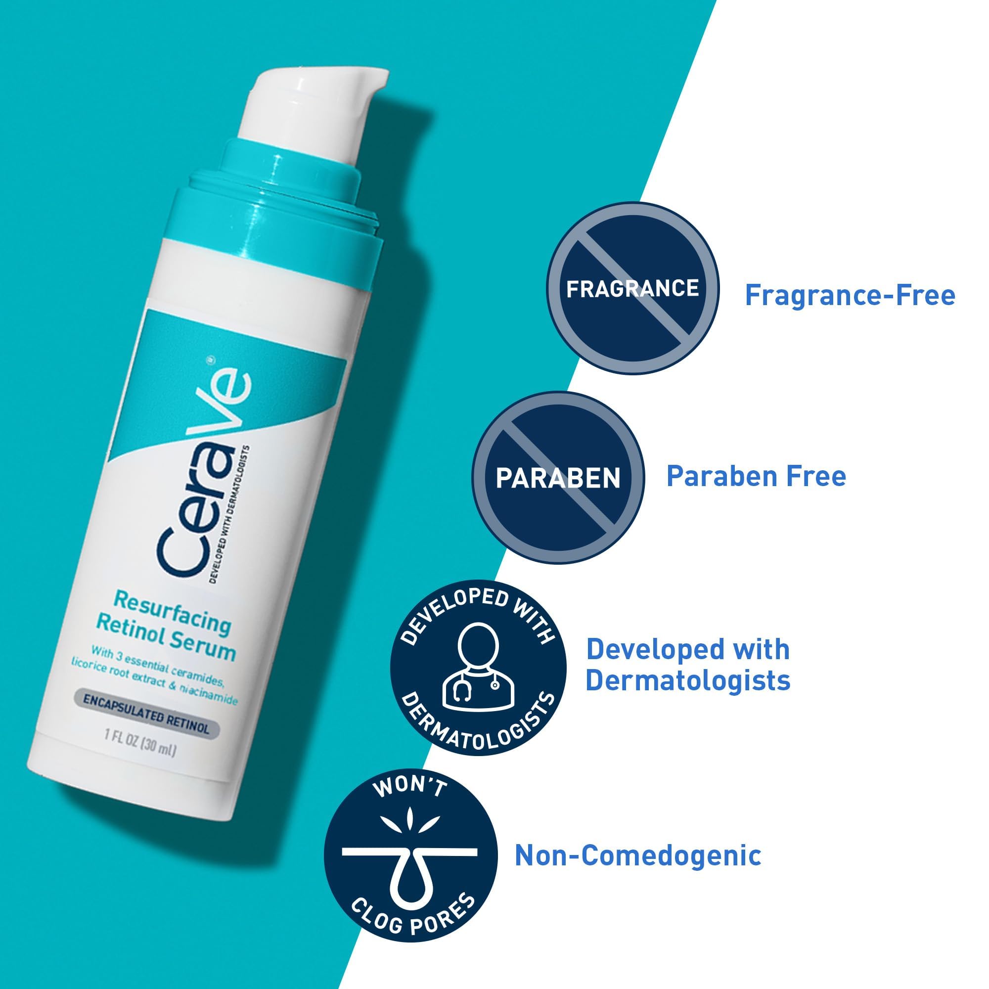 CeraVe Resurfacing Retinol Face Serum with Niacinamide, Pore M... - CeraVe Official Product View 6