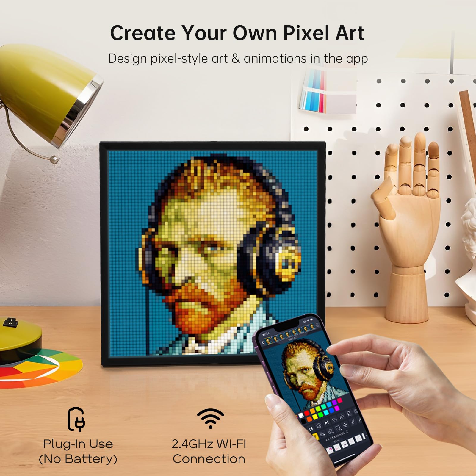 Divoom Pixoo-64 - WiFi Pixel Cloud Digital Frame with APP Control,64 X 64 LED Pa - Divoom Official Product View 2
