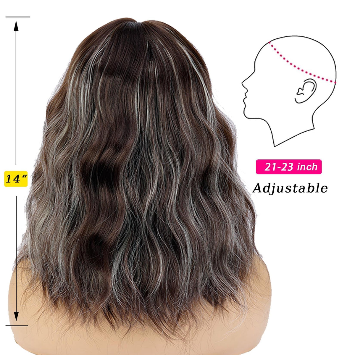 Brown Mixed Blonde Short Bob Wavy Wig with Bangs for women - andromeda Official Imagery - 5