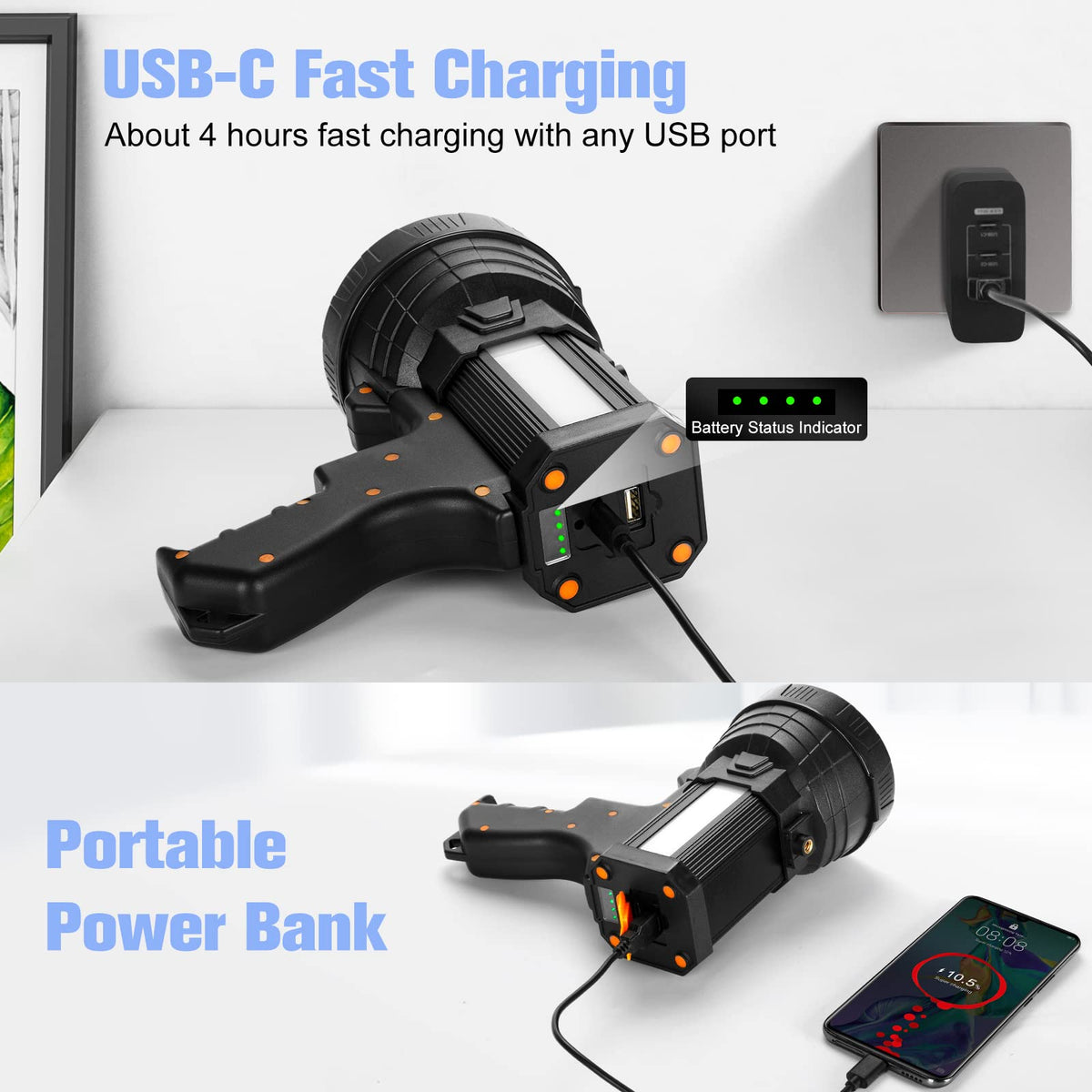 YIERBLUE Rechargeable Spotlight Super Bright 2000 000 High - YIERBLUE Official Imagery - 6
